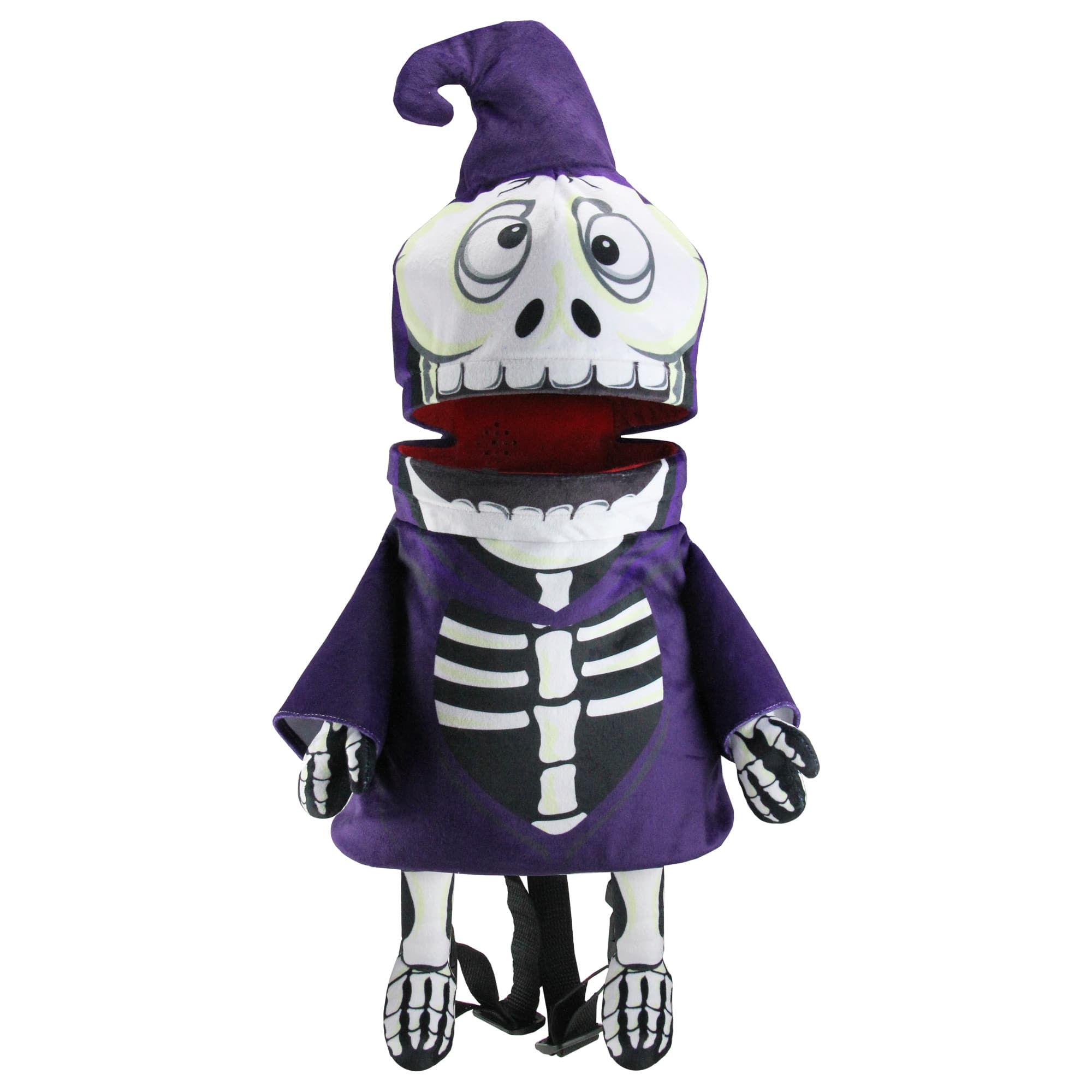 Northlight - Animated and Musical Trick or Treat Skeleton Halloween Candy Bag - 24" - One Size - Purple