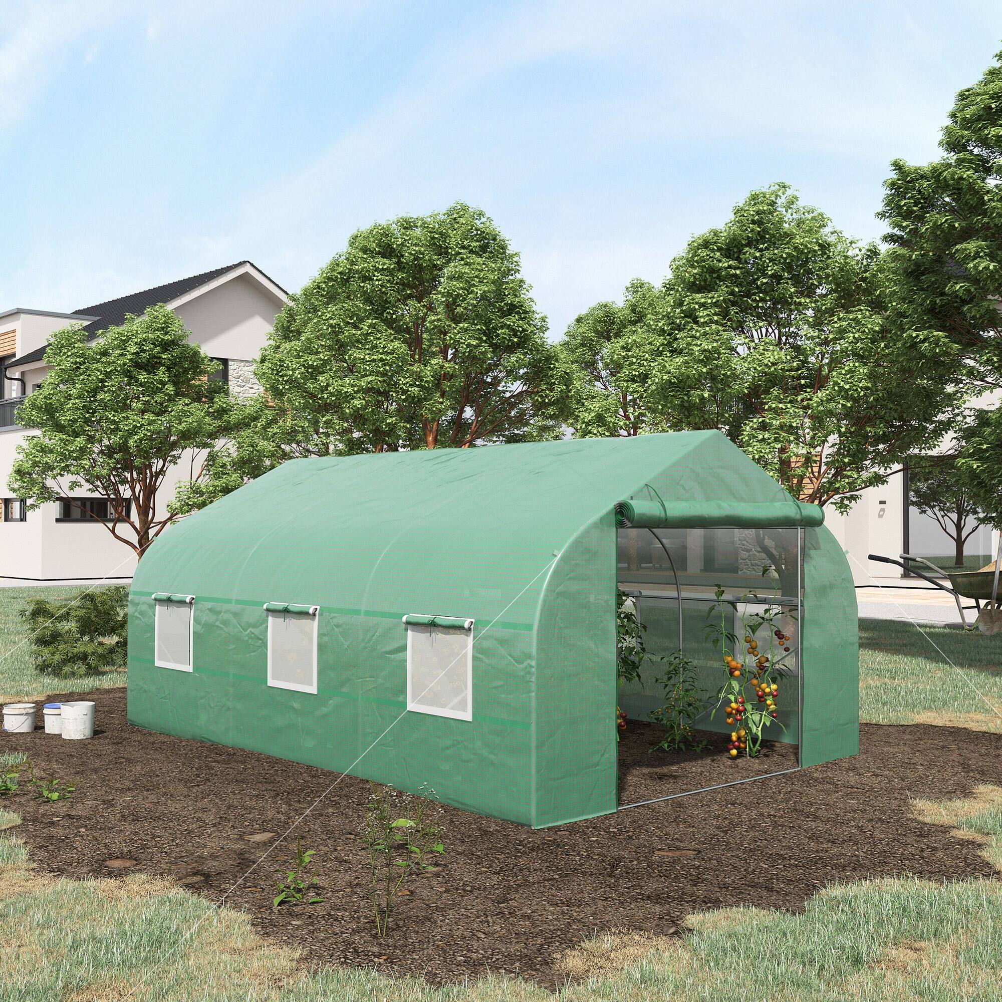 Alt View 1. Outsunny - x10 x6.5 ft Walk-in Tunnel Greenhouse with Zippered Mesh Door and 8 Mesh Windows - Green.