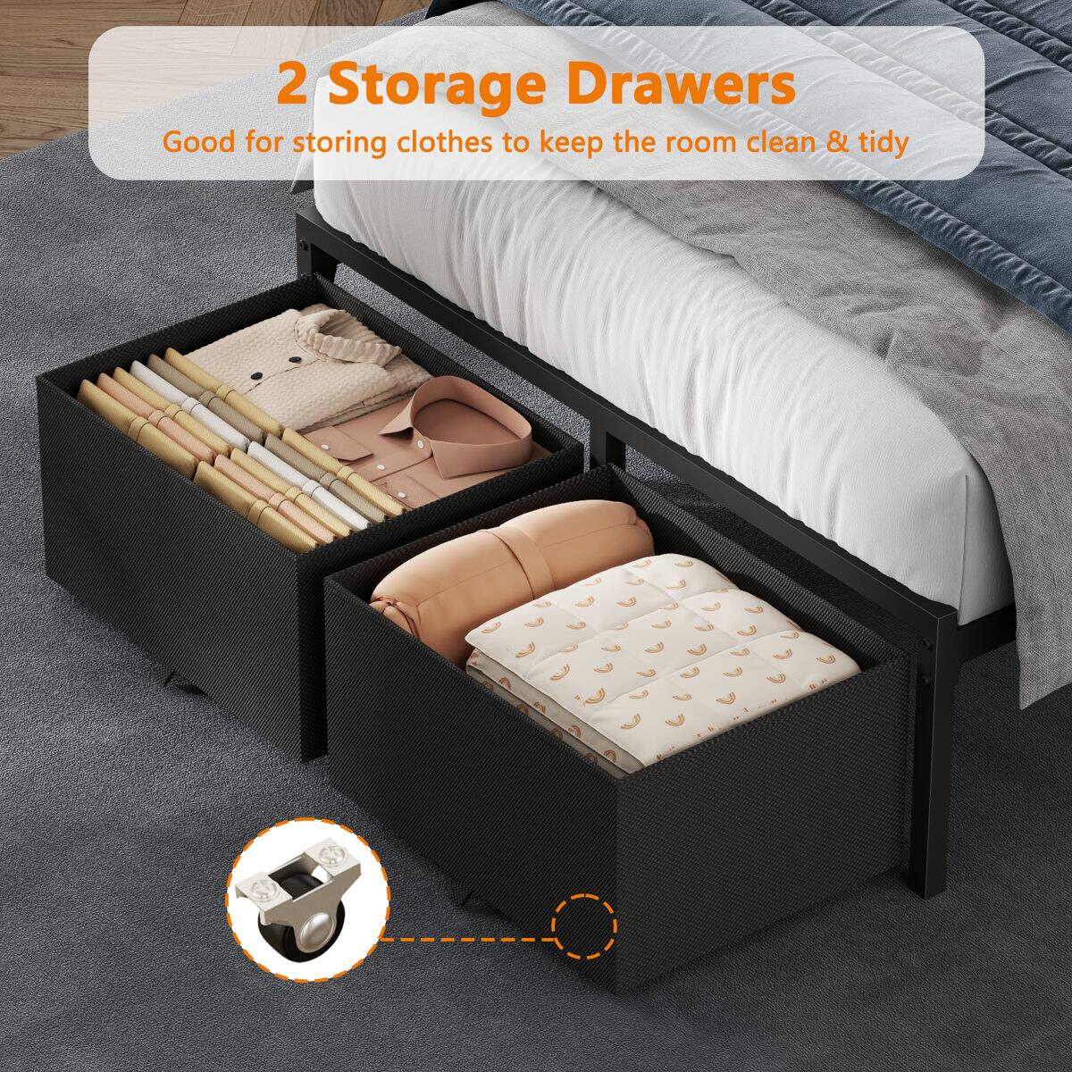 2 Storage Drawers  
Good for storing clothes to keep the room clean & tidy