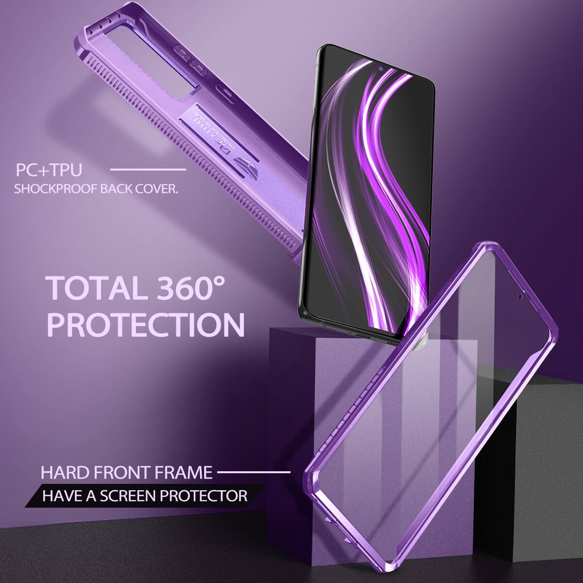 PC+TPU SHOCKPROOF BACK COVER. TOTAL 360° PROTECTION HARD FRONT FRAME HAVE A SCREEN PROTECTOR.