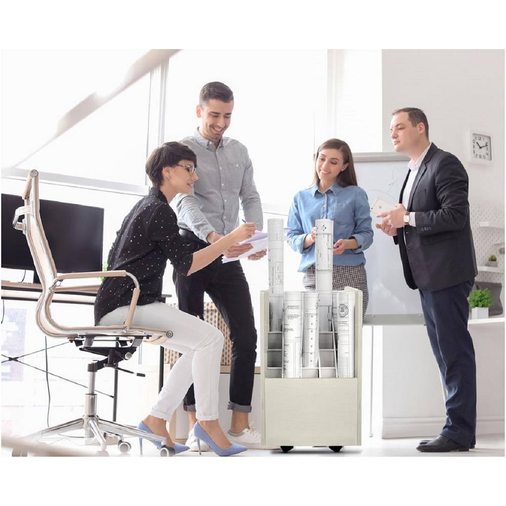 Alt View 1. AdirOffice - Wood 20-Slot Portable Roll File Cart - White.