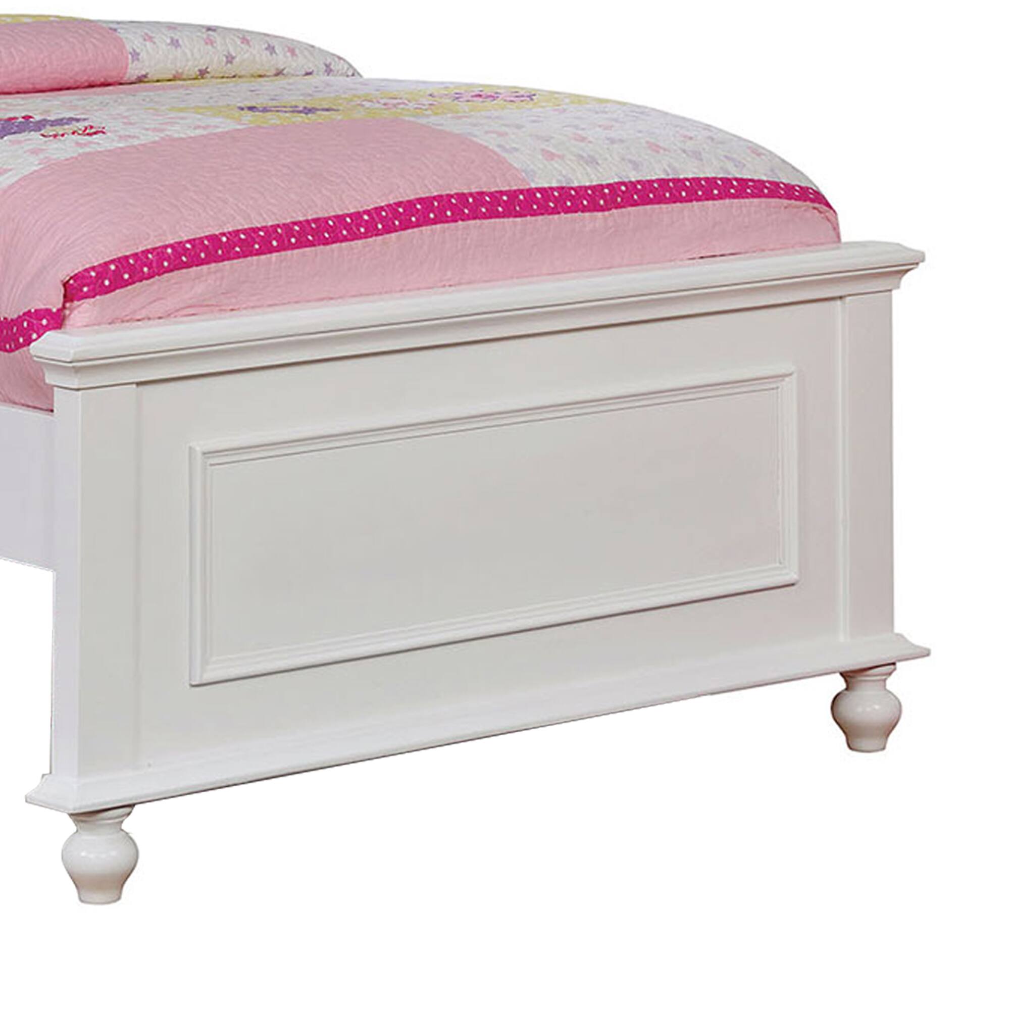 Alt View 2. Manhattan Lane - Traditional Style Full Bed with Button Tufted Camelback Headboard, White - White.