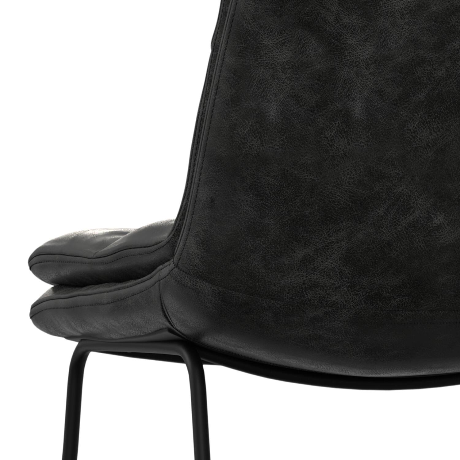 Alt View 5. Simpli Home - Danika Mid Century Modern Bar Stool (Set of 2) in Distressed Charcoal Grey Vegan Faux Leather - Distressed Charcoal Grey.