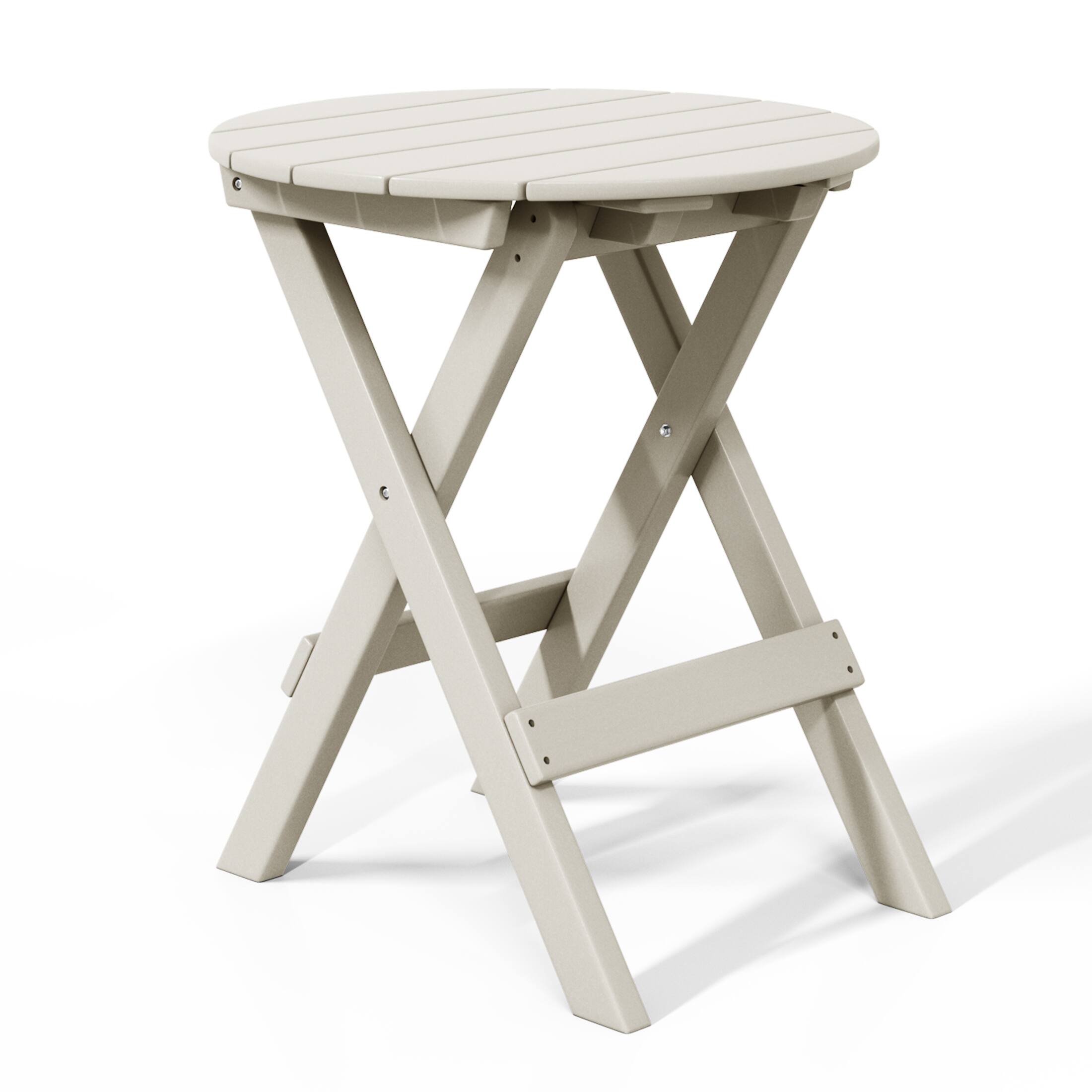 Left. WestinTrends - WestinTrends Malibu HDPE Outdoor 24.5 Inch Round Portable Folding Patio Dining Table - Sand.