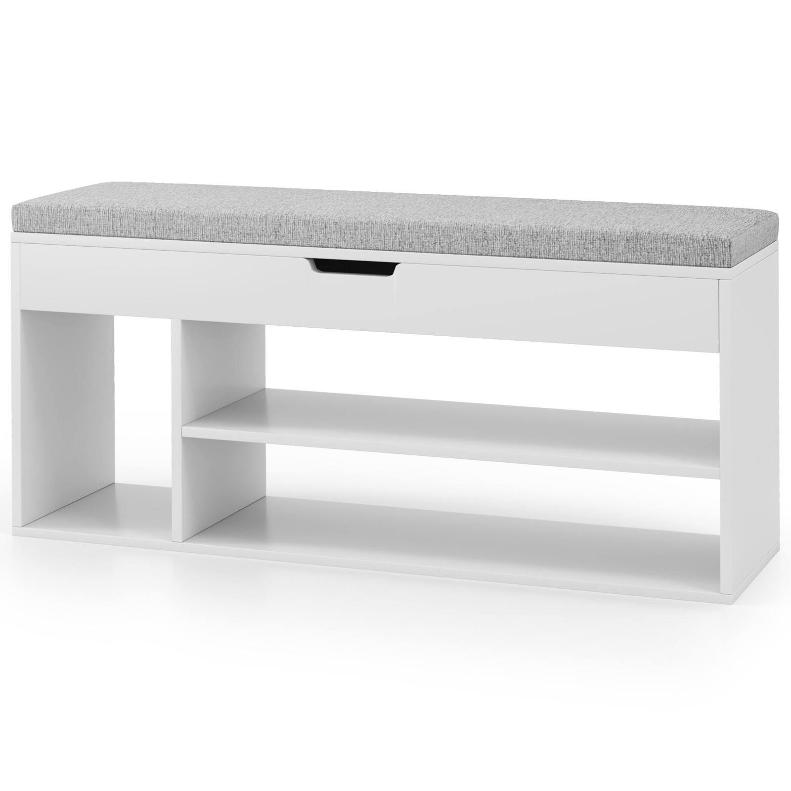 Alt View 9. Gymax - Gymax Shoe Bench Home Entryway Shoes Storage Bench w/ Padded Seat & Hidden Storage White - White, Grey.