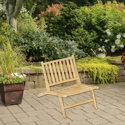 Front. Hivvago - Outdoor Teak Reclining Chair with Adjustable Backrest for Comfortable Seating - Natural.