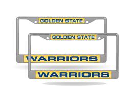 Rico Industries - Golden State Warriors NBA (Set of 2) Chrome Metal Laser Cut License Plate Frame - Multi