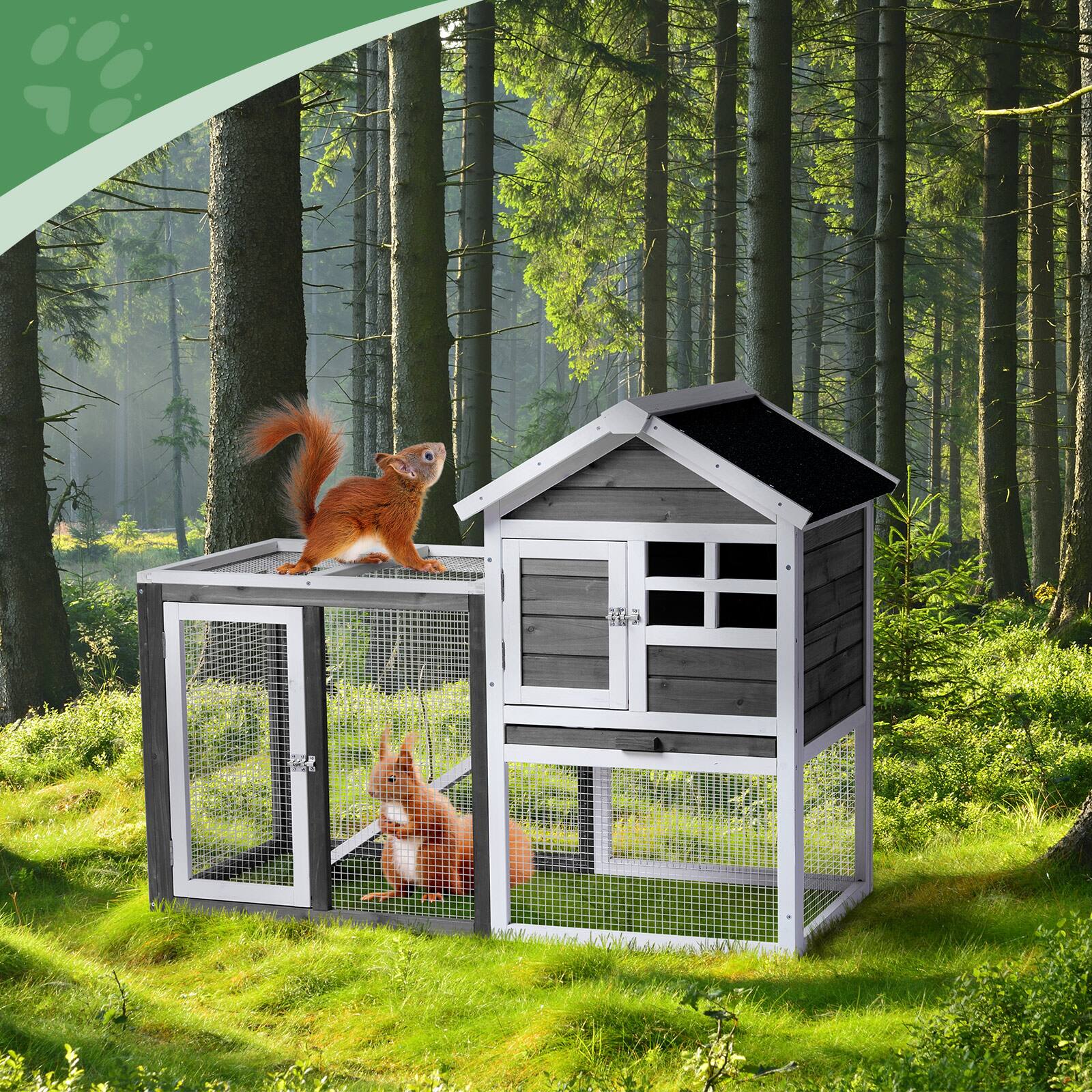 Alt View 9. Winado - Wooden Chicken Coop Hen House 46in, Poultry Hutch, Pet Cage with Nesting Box for Backyard Run Cage, Outdoor Garden - Gray.