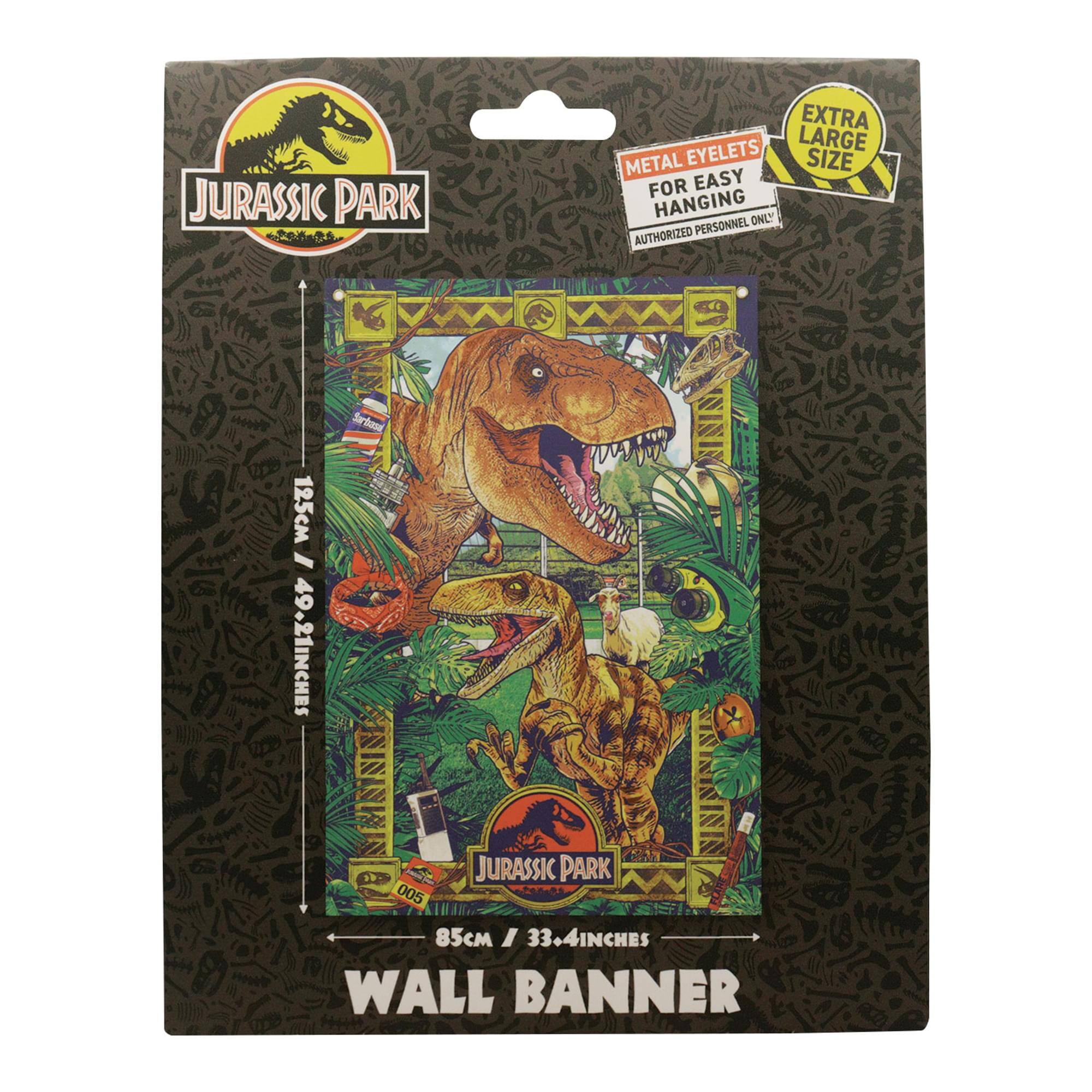 Jurassic Park Extra Eyelets Large Metal Size for Easy Hanging Personnel Only Authorized  
Sarbund 125  
49.21 Inches  
85 cm / 33.4 Inches  
Wall Banner