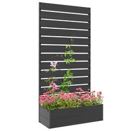 PULUZ - Trellis Planter for Climbing Plants, Raised Garden Bed with Trellis, Planter Box for Outdoor Garden - Black
