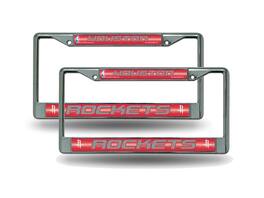Rico Industries - Houston Rockets NBA Chrome Metal Sparkly Glitter Bling Look License Plate Frame - Set of 2 Frames - Multi