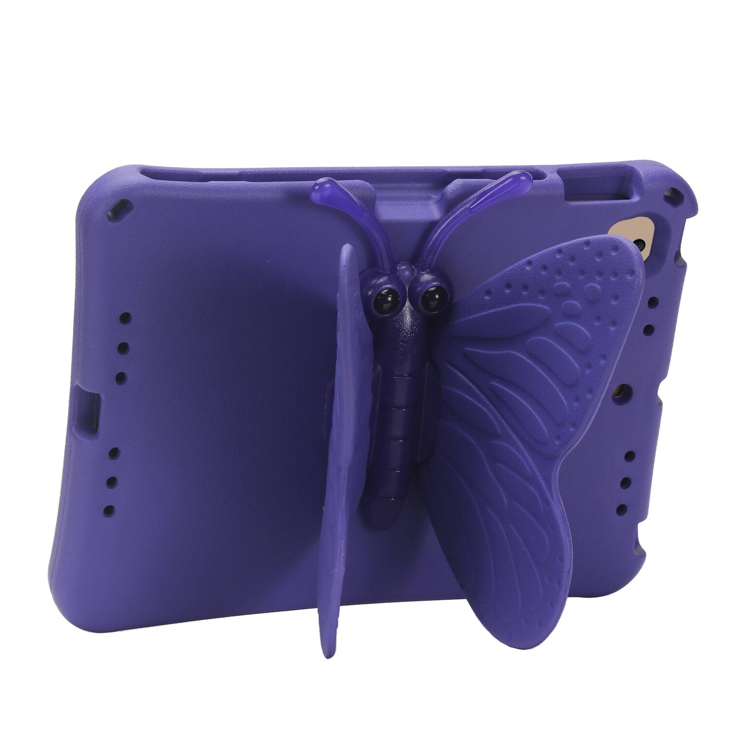 Back. UUCOVER - Butterfly Case for iPad 9th 8th 7th Gen 10.2-inch (2021/2020/2019),Shockproof EVA Kids Case 360° Rotating Stand Cover - Purple.