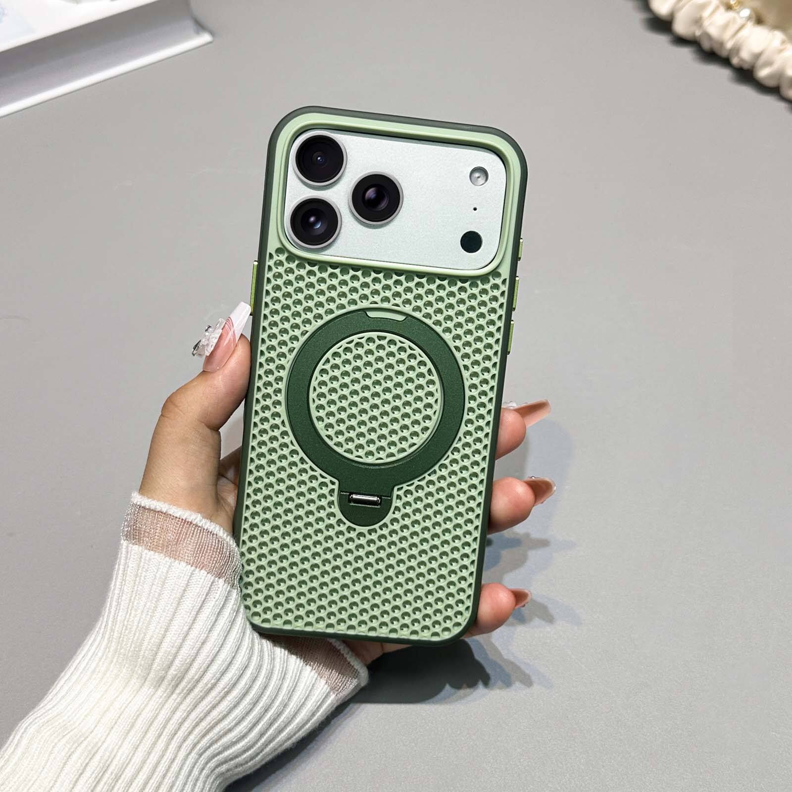Alt View 8. UUCOVER - Magnetic Kickstand Case For Apple iPhone 18 Pro with 360° Ring Holder, Compatible with MagSafe, Heat Dissipation Cover - Green.