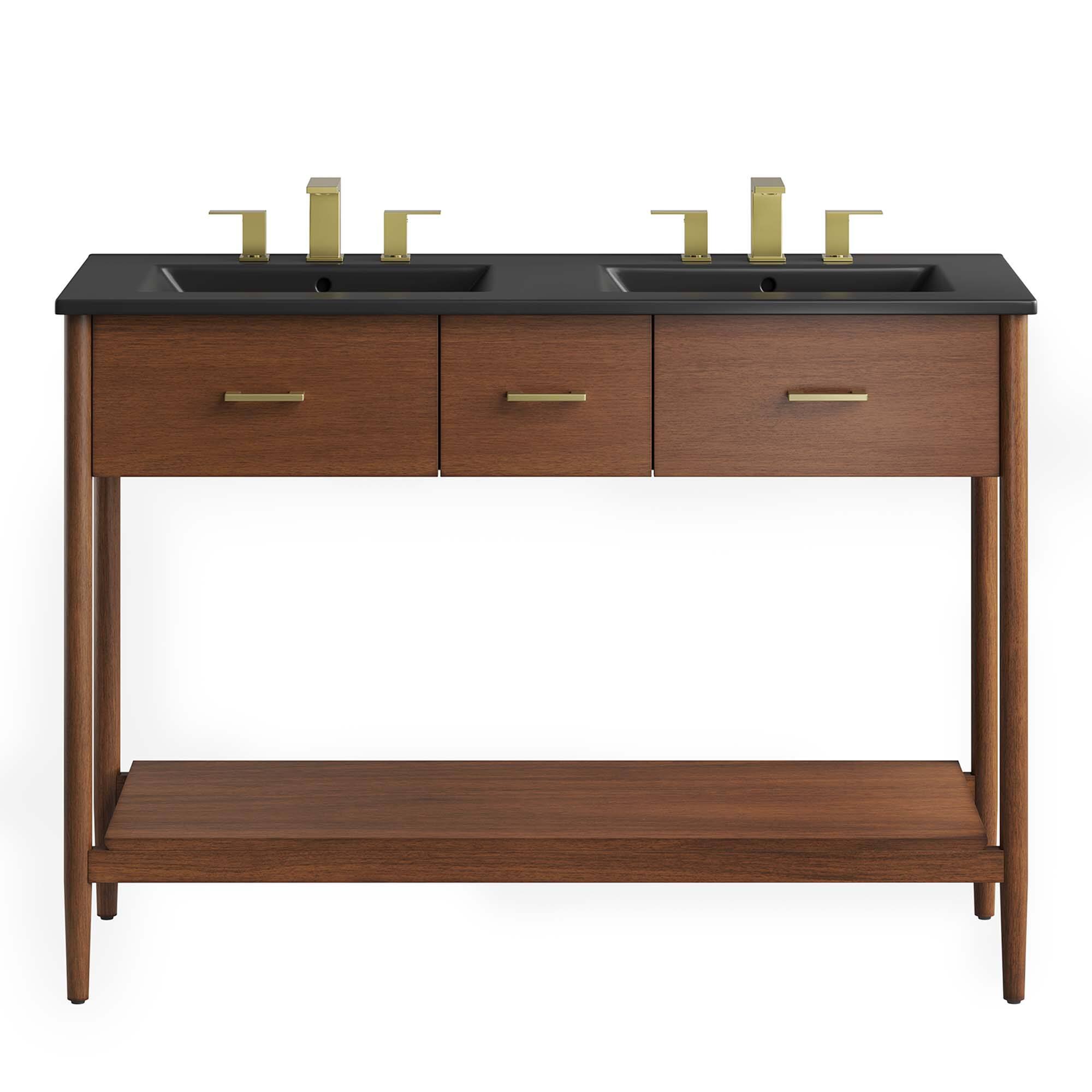 Alt View 5. Modway - Zaire Bathroom Vanity Basin Included by Modway - Walnut Black.