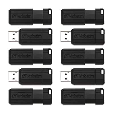 Verbatim - PinStripe 32GB USB 2.0 Type A Flash Drive, 10/Pack - Black