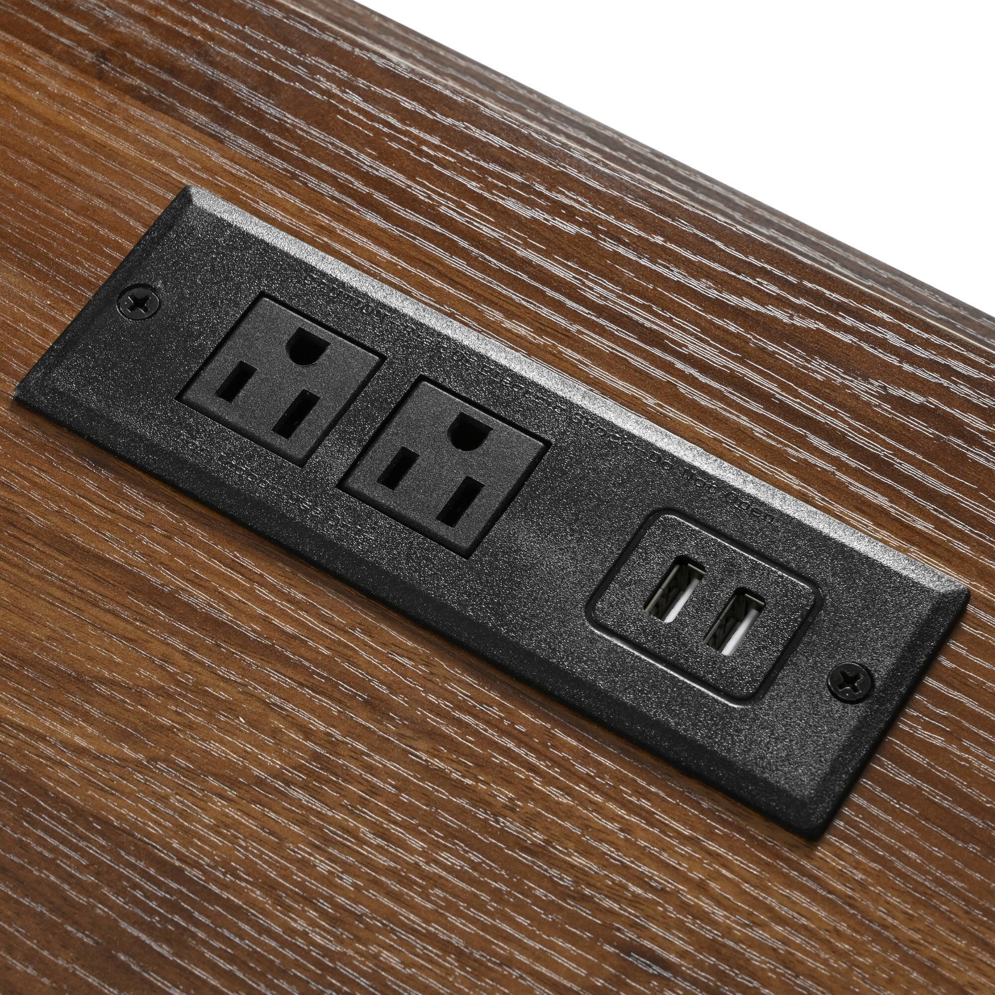 Alt View 2. Spaco - Spaco 53.7" Farmhouse Kitchen Island Cart with Power Outlet, 2 Sliding Barn Doors, Drop Leaf and Spice Rack - Black.