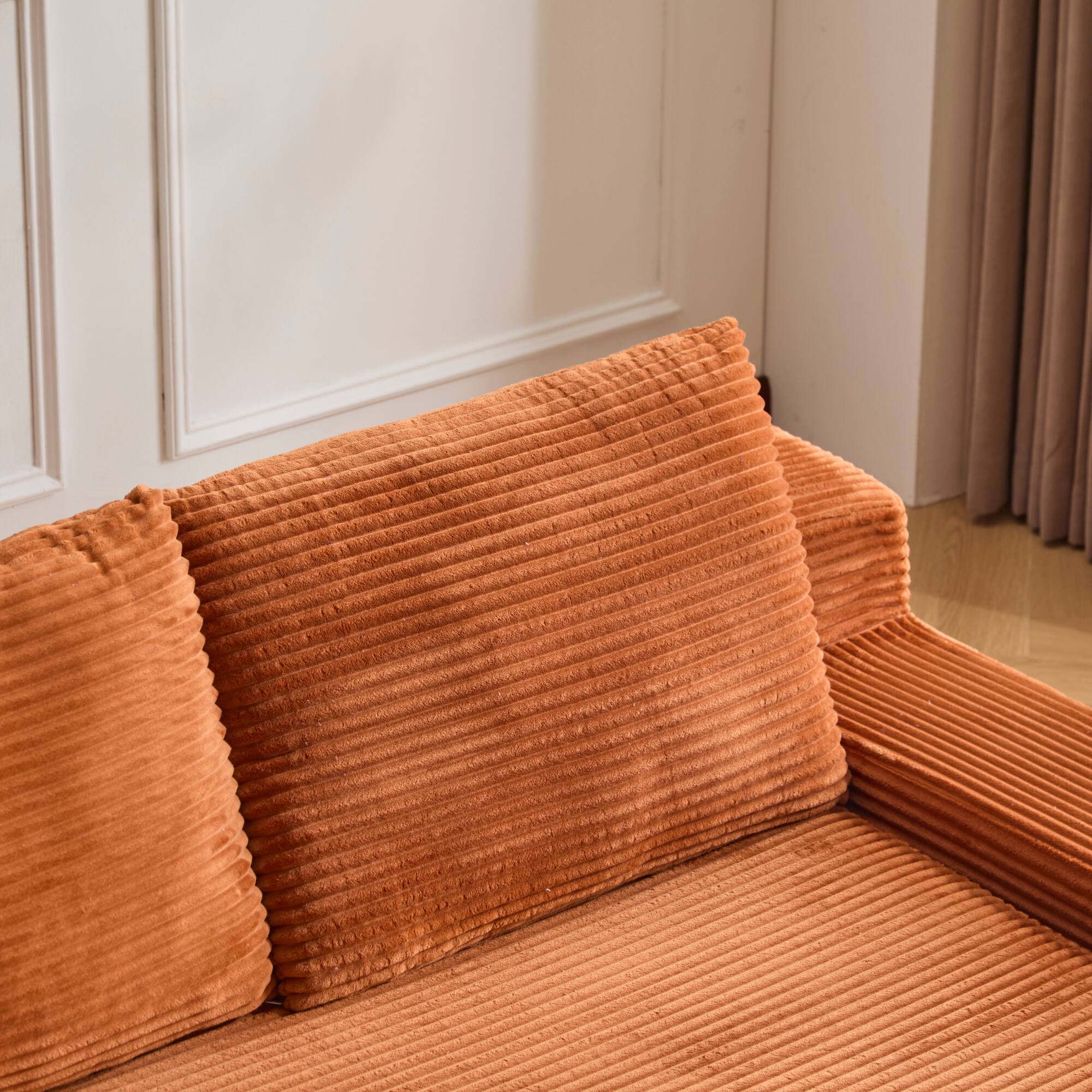 Alt View 9. GOODSILO - Modern Corduroy Loveseat Sofa Bed | Reversible Cushions & Deep Seating for Compact Spaces - Orange.