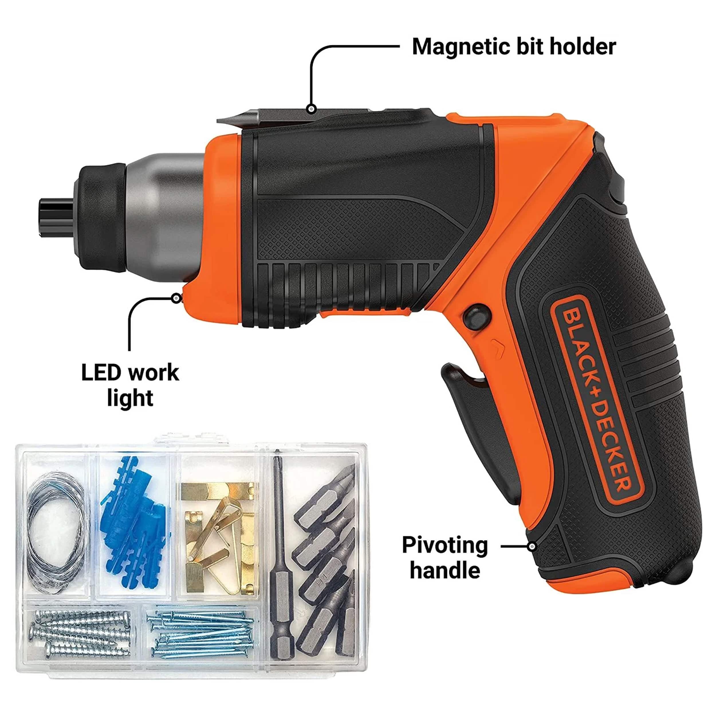 Black+Decker - 4V MAX Pivoting Handle Cordless Screwdriver with Accessory Kit - Orange