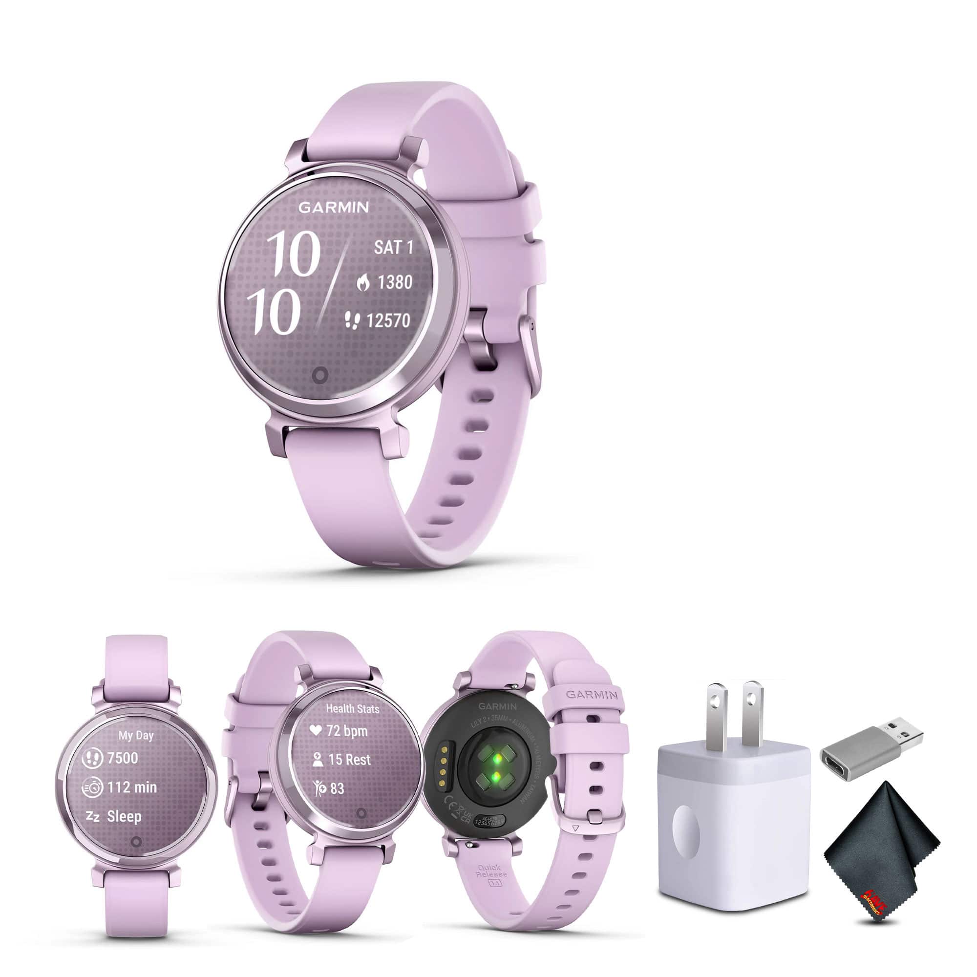 Bundle - Garmin - Lily 2, Small and Stylish Smartwatch Metallic Lilac for Women - options to complement your per - (2024)