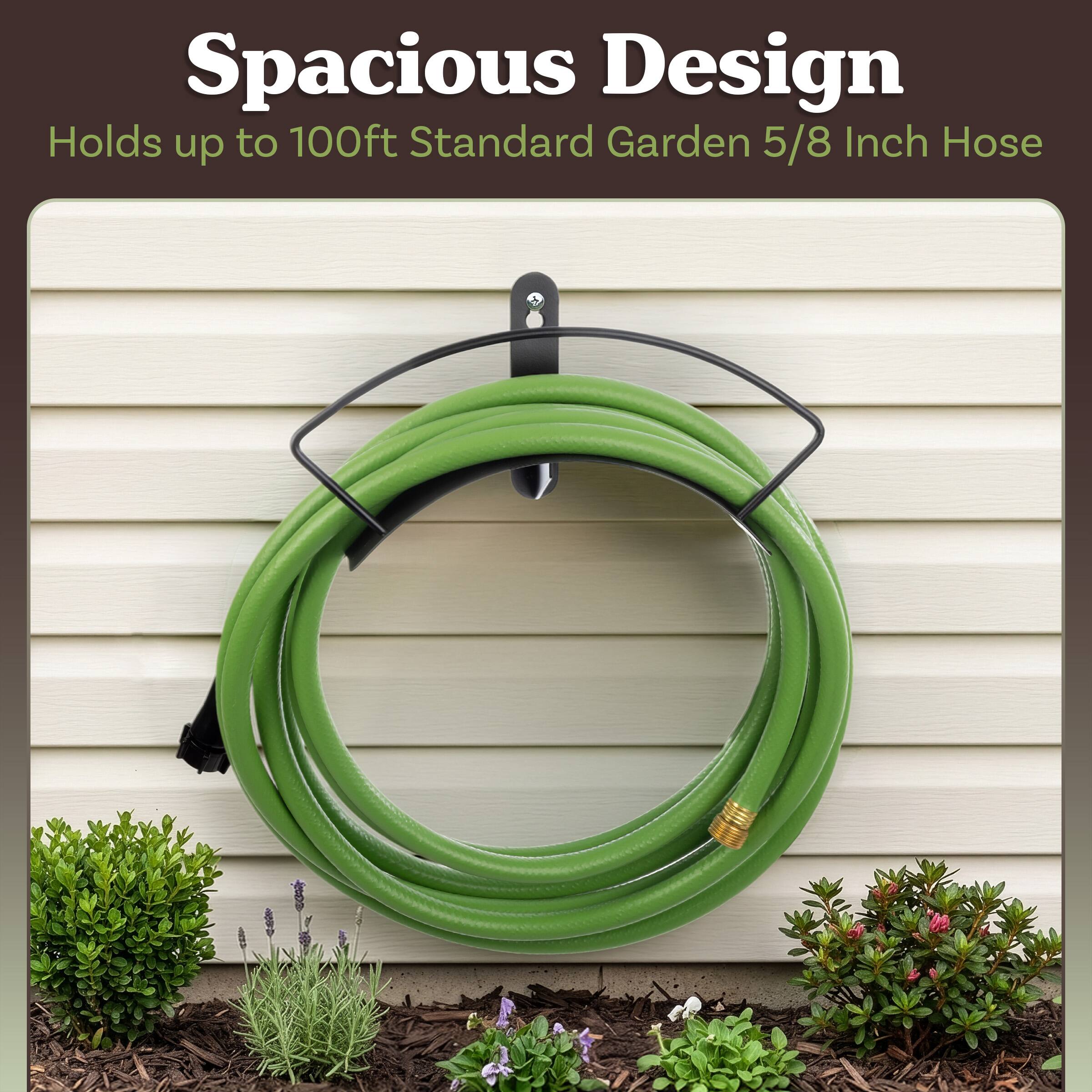 Spacious Design  
Holds up to 100ft Standard Garden 5/8 Inch Hose