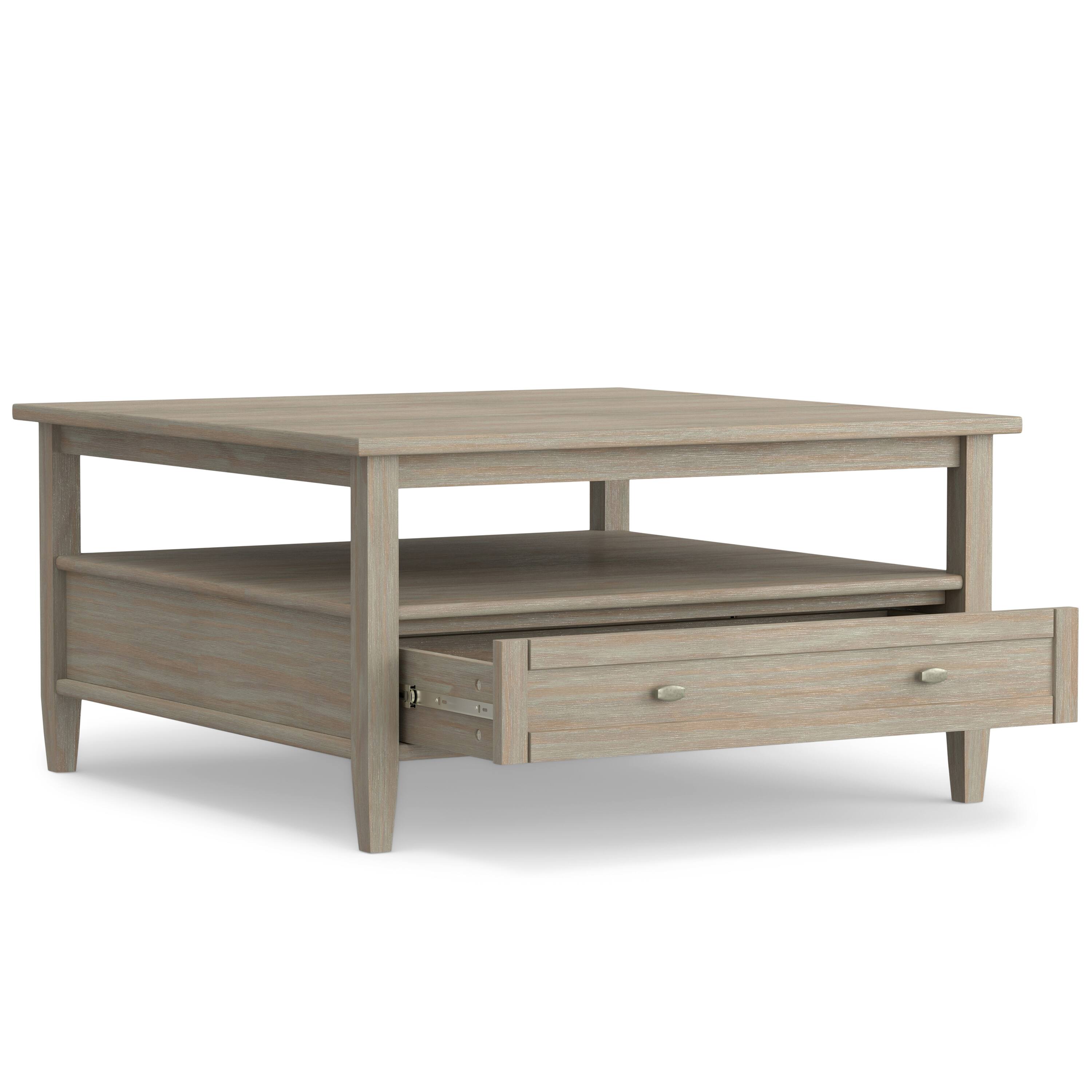 Left. Simpli Home - Warm Shaker 36 inch Coffee Table with 20 inch End Tables (Set of 3) - Distressed Grey.