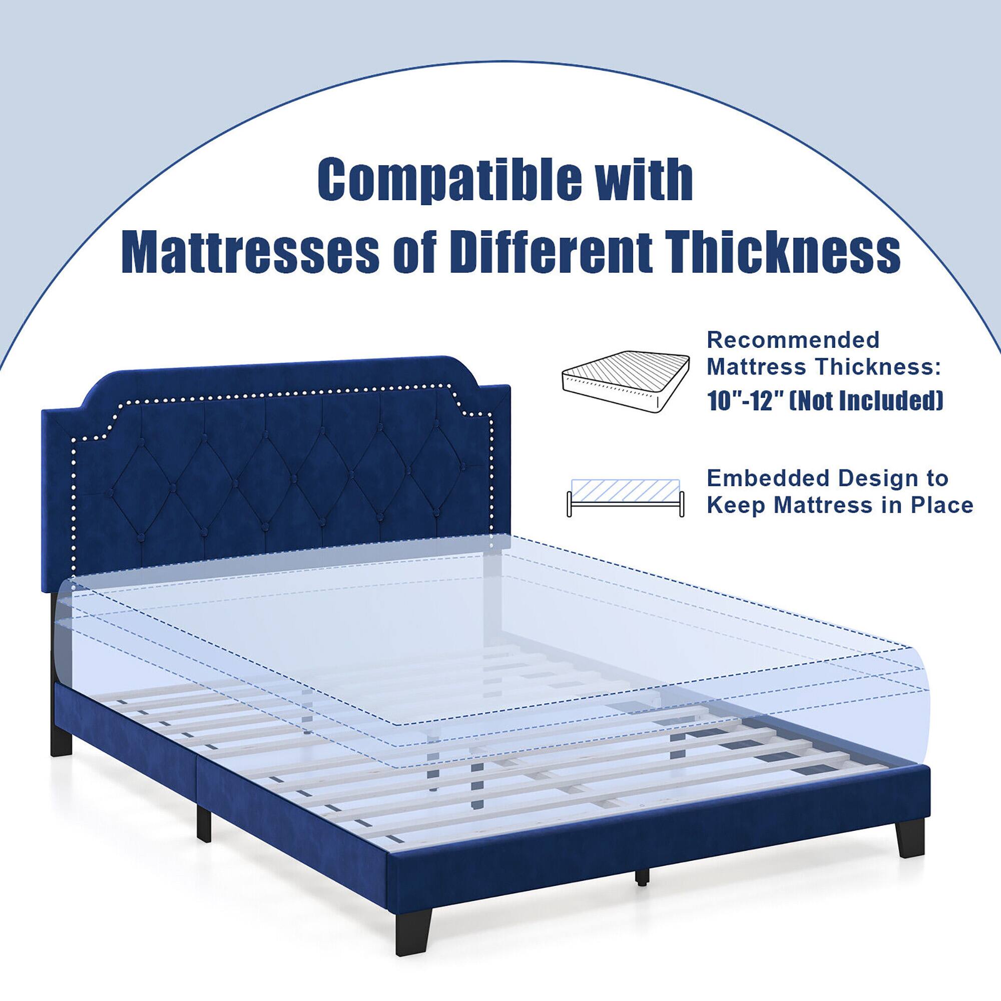 Compatible with Mattresses of Different Thickness

Recommended Mattress Thickness: 10"-12" (Not Included)

Embedded Design to Keep Mattress in Place