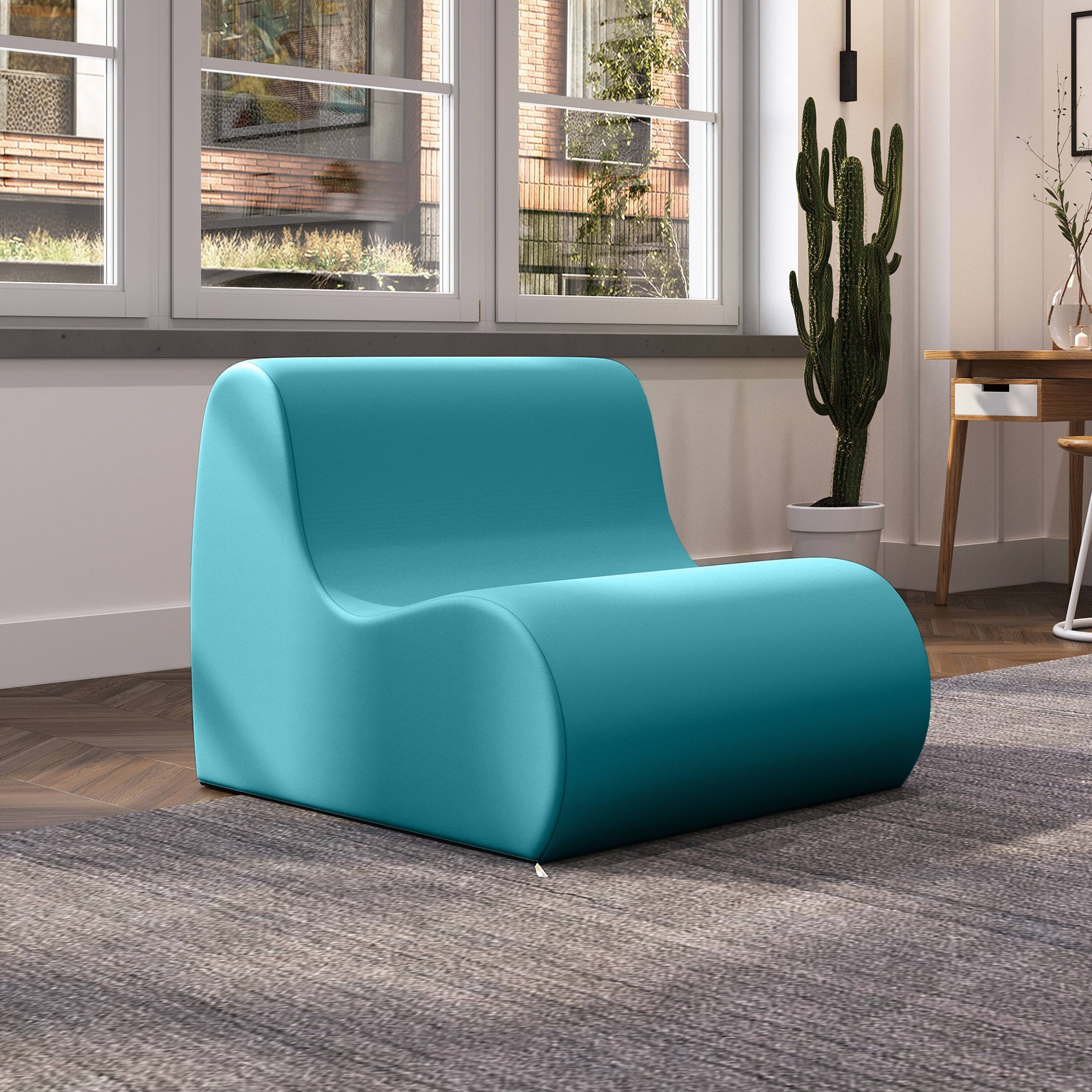 Alt View 1. Jaxx - Jaxx Midtown Large Classroom Soft Foam Chair - Premium Vinyl Cover, Turquoise - Turquoise.