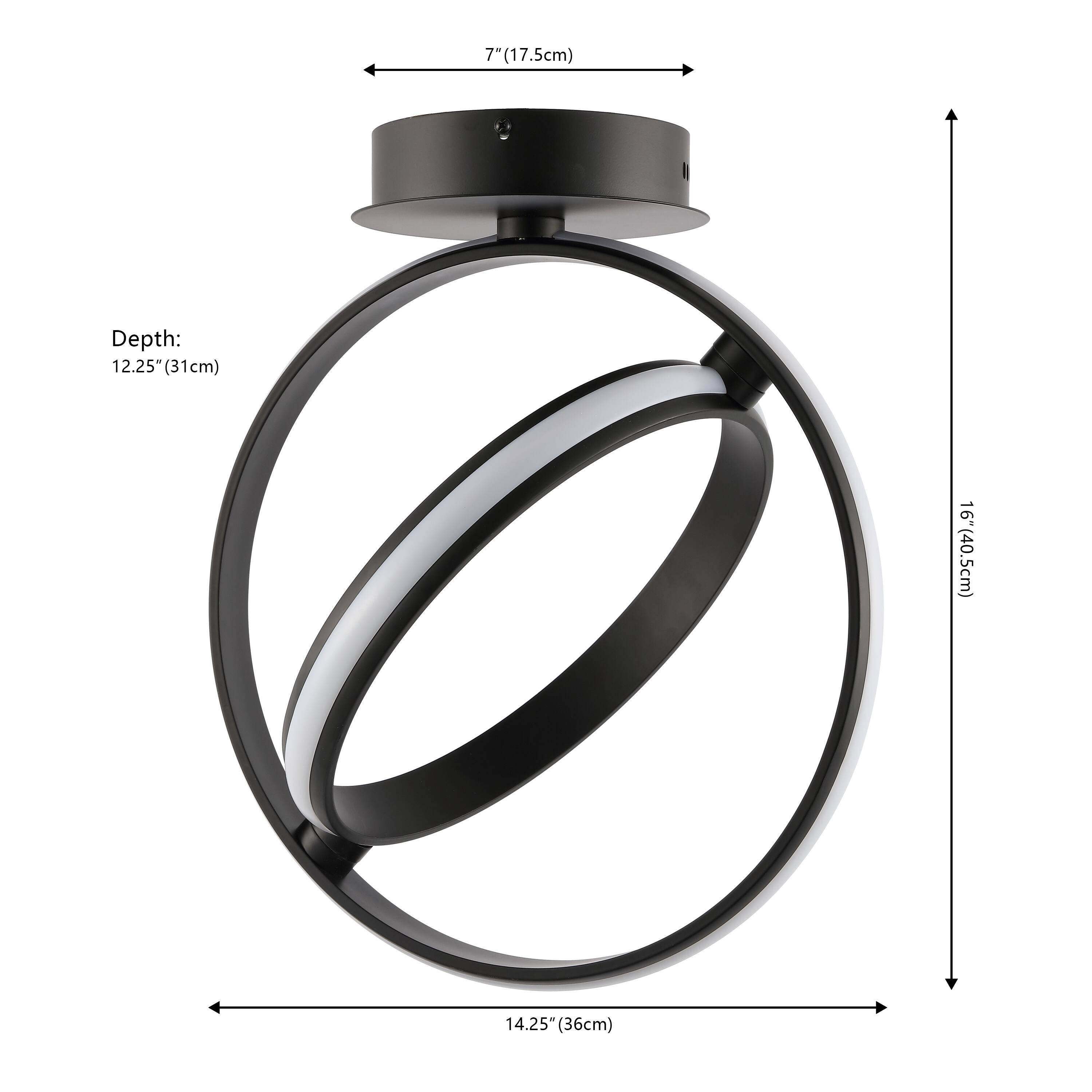 7" (17.5cm)  
Depth: 12.25" (31cm)  
16" (40.5cm)  
14.25" (36cm)