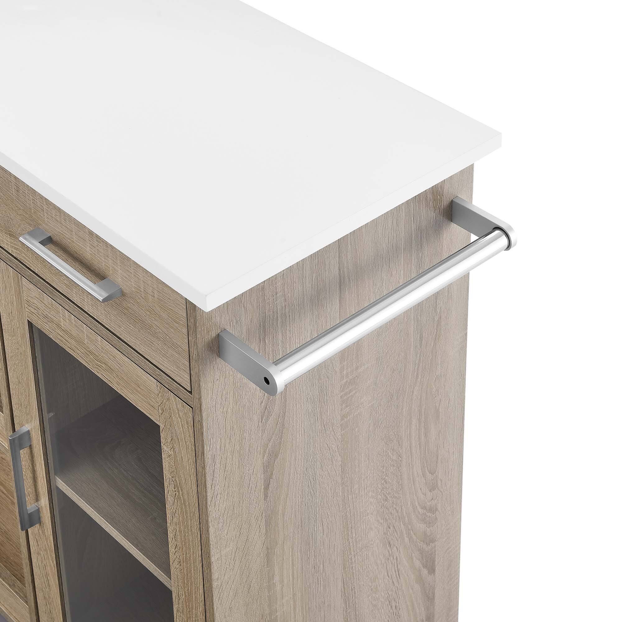 Alt View 7. Modway - Culinary Kitchen Cart With Towel Bar by Modway - Oak White.