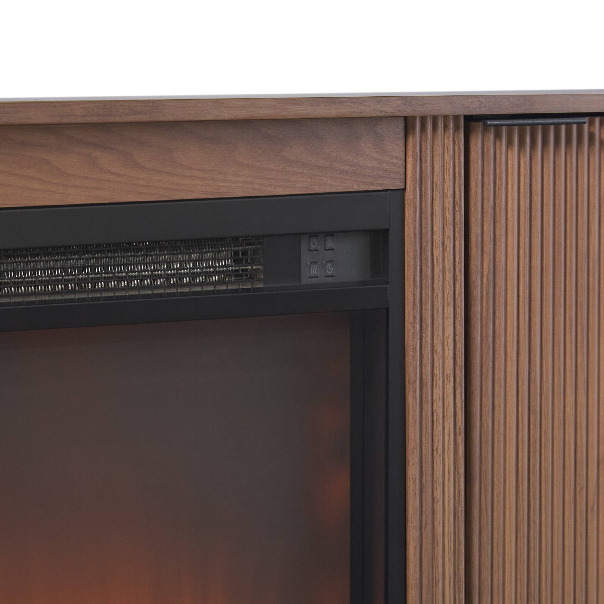 Alt View 35. Walker Edison - Modern Reeded 60” Fireplace TV Stand with Removable Fireplace Insert - Mocha.