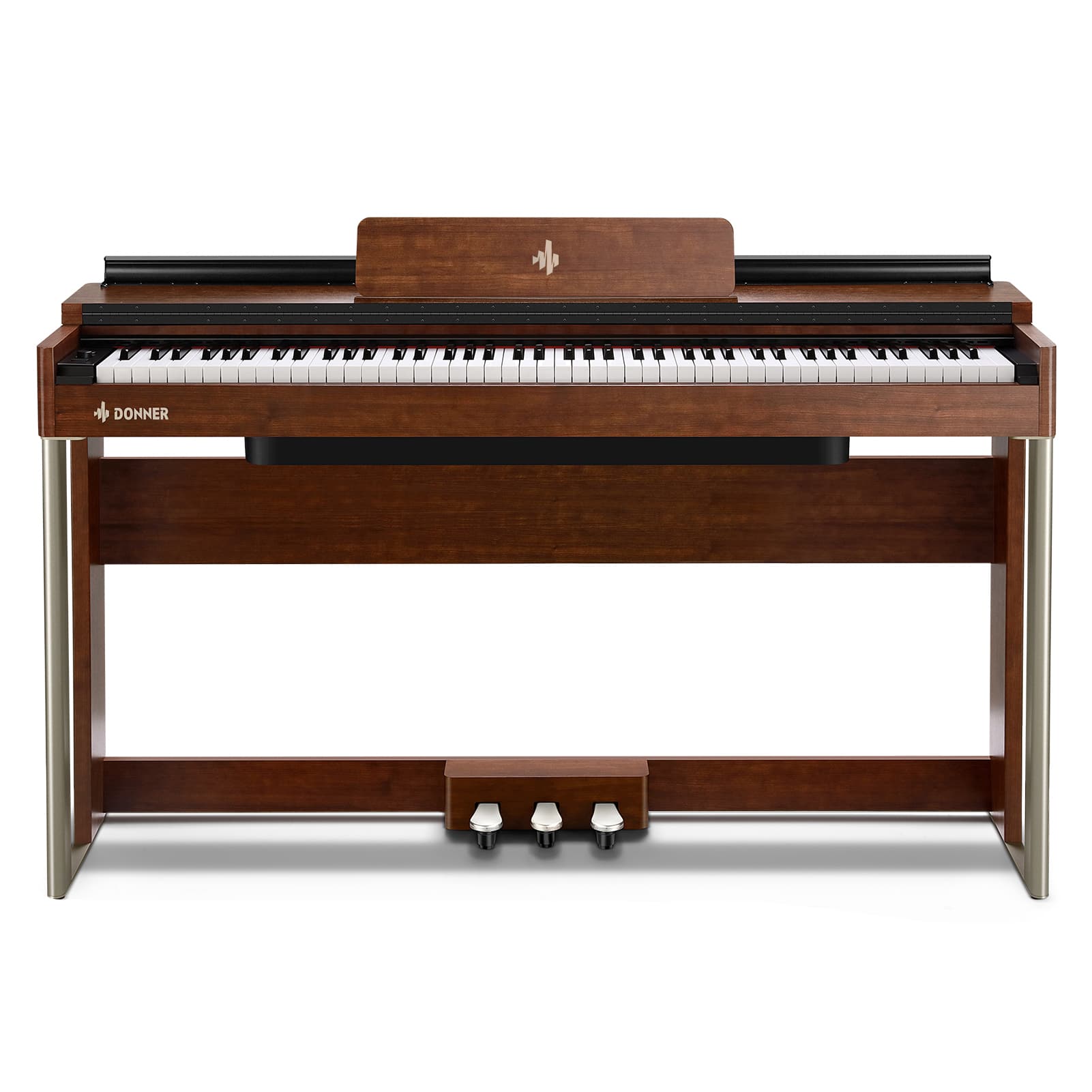 Front. Donner music - Donner DDP-200 Wooden Dynamic Hammer Action 88 Key Weighted Upright Digital Piano - Mahogany.