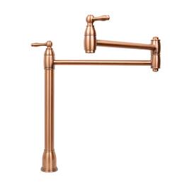 Solid Brass Deck-Mounted Pot Filler Kitchen Faucet with Dual Joint Swing Arms