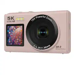Cluzine - 5K Digital Camera, 80MP Dual-Screen Selfie Camera with WiFi & LED Fill Light