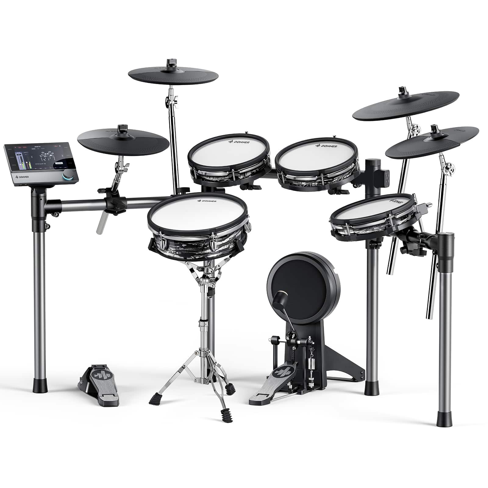 Front. Donner music - Donner BEAT MAX 5-Drum 4-Cymbal Electronic Drum Set.