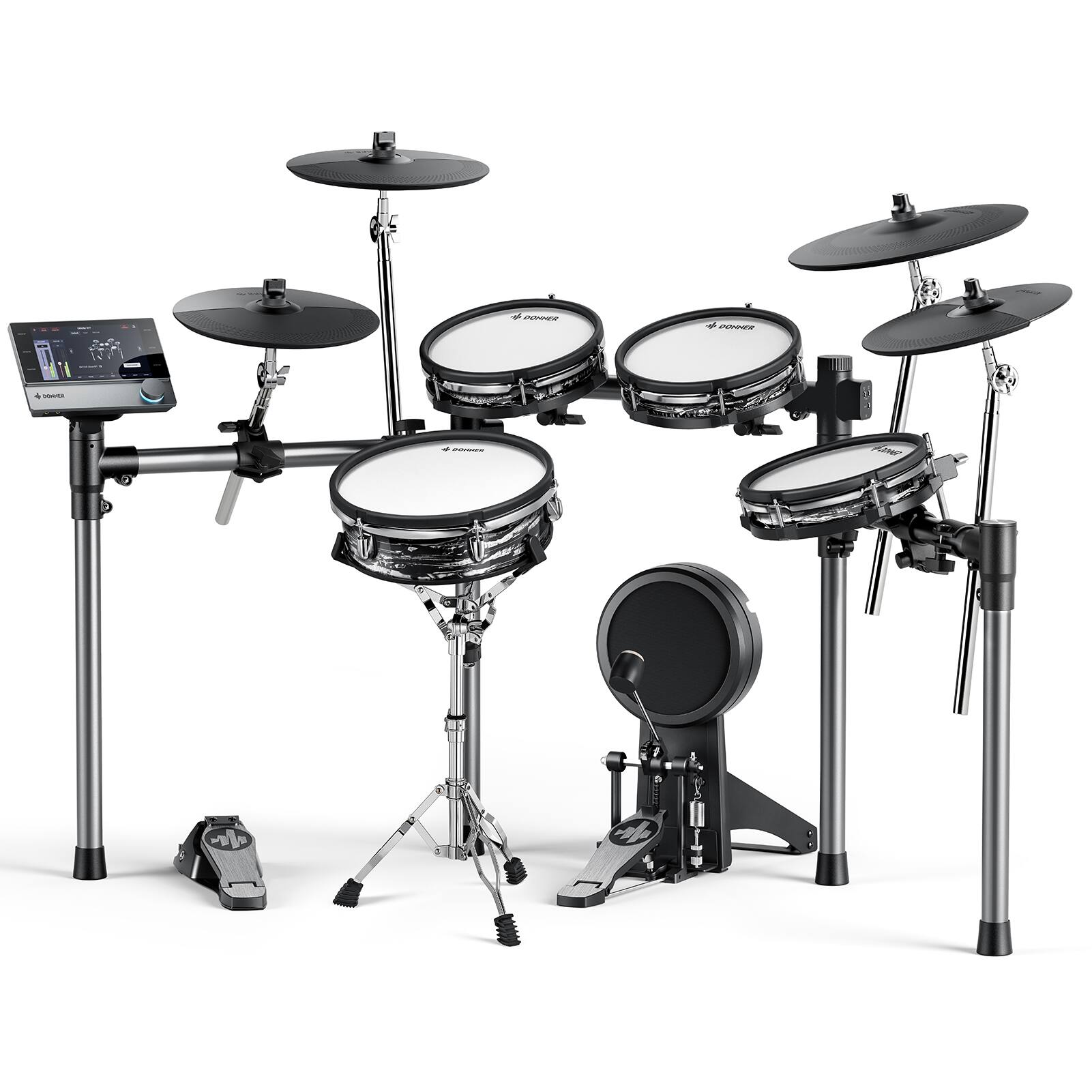 Front. Donner music - Donner BEAT MAX 5-Drum 4-Cymbal Electronic Drum Set.