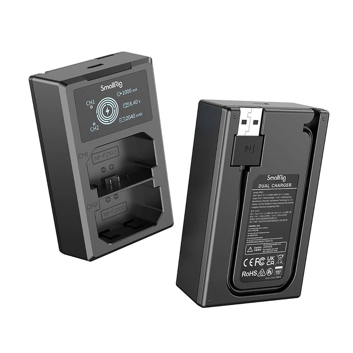 Smallfig 1000 mA  
CH1 8.40v 2040 mAh  
CH2  
CH1 NP-FZ100  
CH2 NP-FZ100  
Smallfig DUAL CHARGER  
4: UK EFC CA RoHS