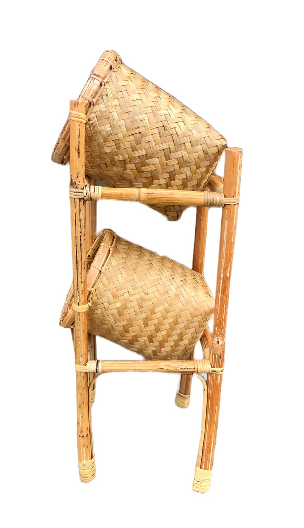 Dart - Rattan Wicker 2 Fruits Basket - Natural and Brown Stripes