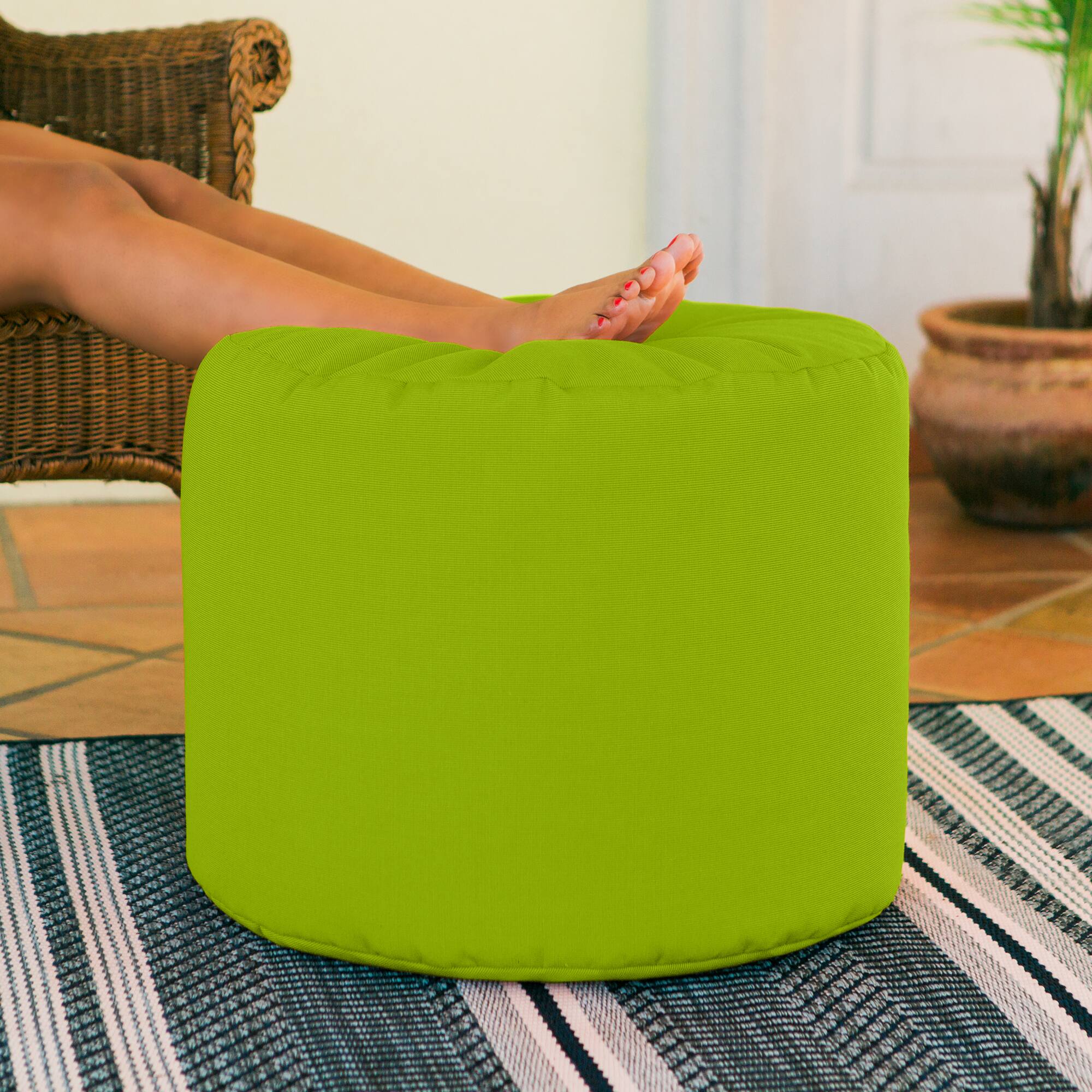 Back. Jaxx - Jaxx Spring Indoor / Outdoor Bean Bag Pouf Ottoman, Lime - Lime.