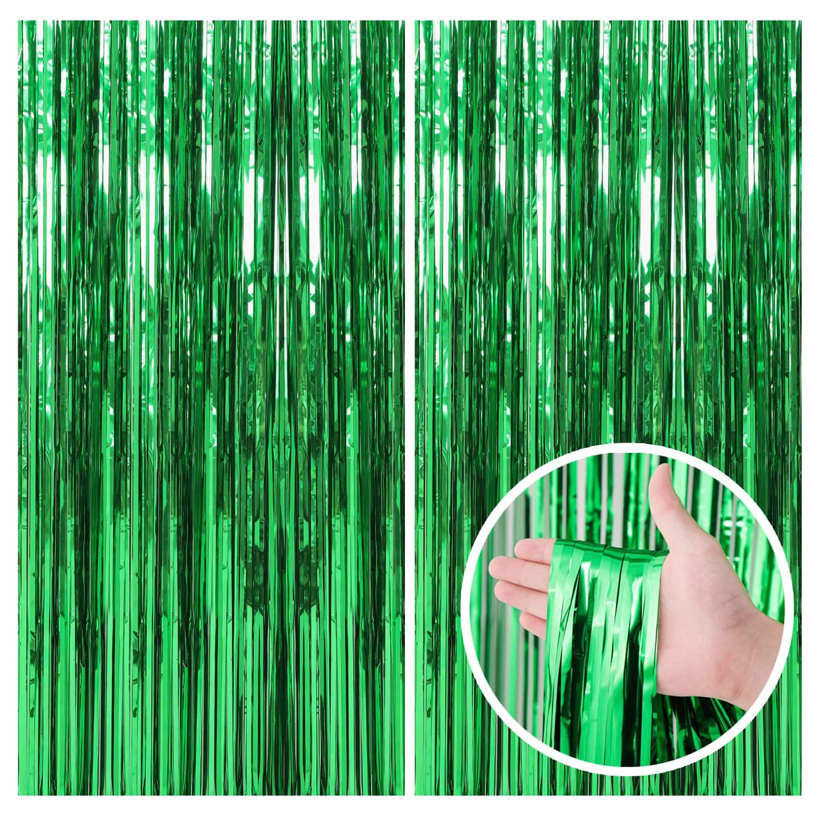 PARKER SLATER - 2 Pack Streamers Backdrop Jungle Party Decorations Foil Fringe Curtains Photo Booth For Birthday Dinosaur - Green