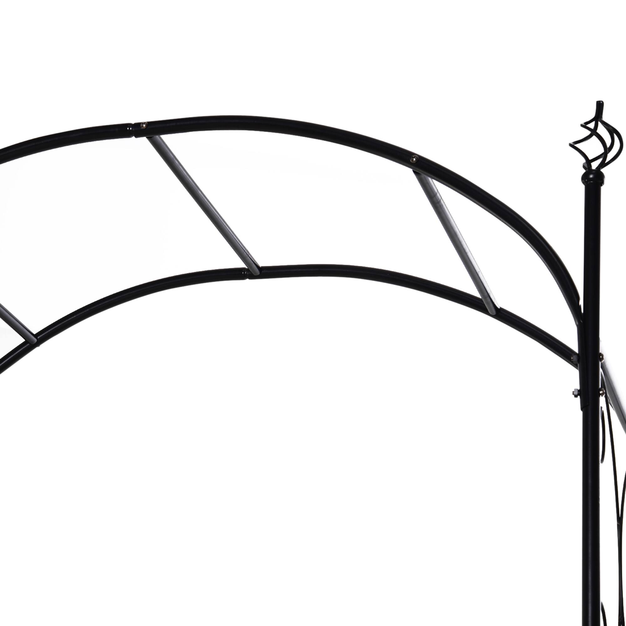 Alt View 7. Outsunny - Arch Arbor with Gate, Metal Arch Trellis, Garden Archway for Climbing Vines - Black.