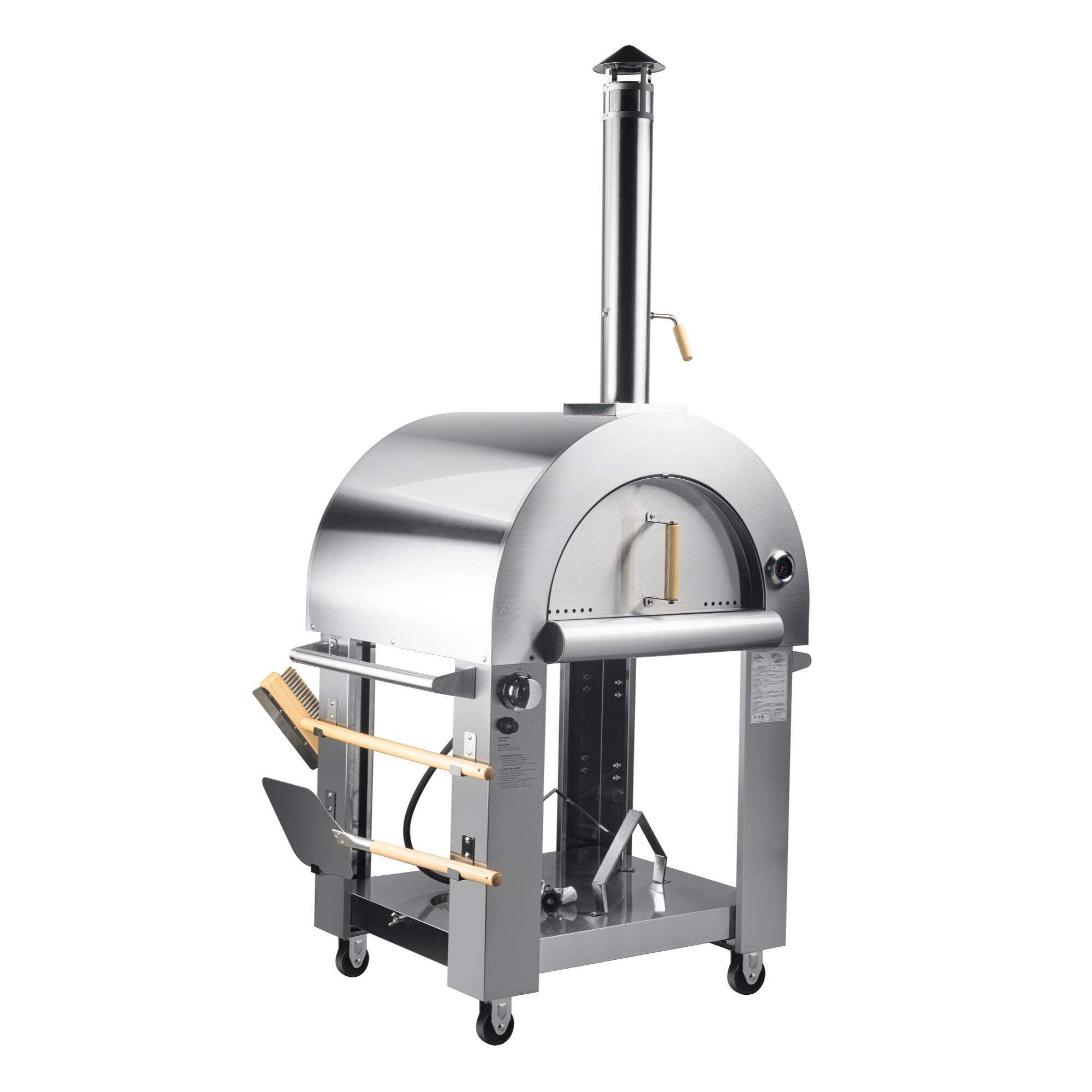 Left. Koolmore - 32 in. Outdoor Gas and Wood Fired Pizza Oven in Stainless-Steel (KM-OKS-DFPO) - Stainless-Steel.
