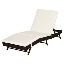 Outsunny - Patio Chaise Lounge, Pool Chair with 5 Position Adjustable Backrest & Cushion, 78.75" x 28" x 35" - Coffee
