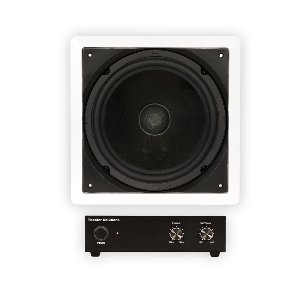 Photos - Speakers A&D Theater Solutions by Goldwood - TS1000 Passive 10" Home Theater in Wall Subwoofer and Amp Set - Paintable White 