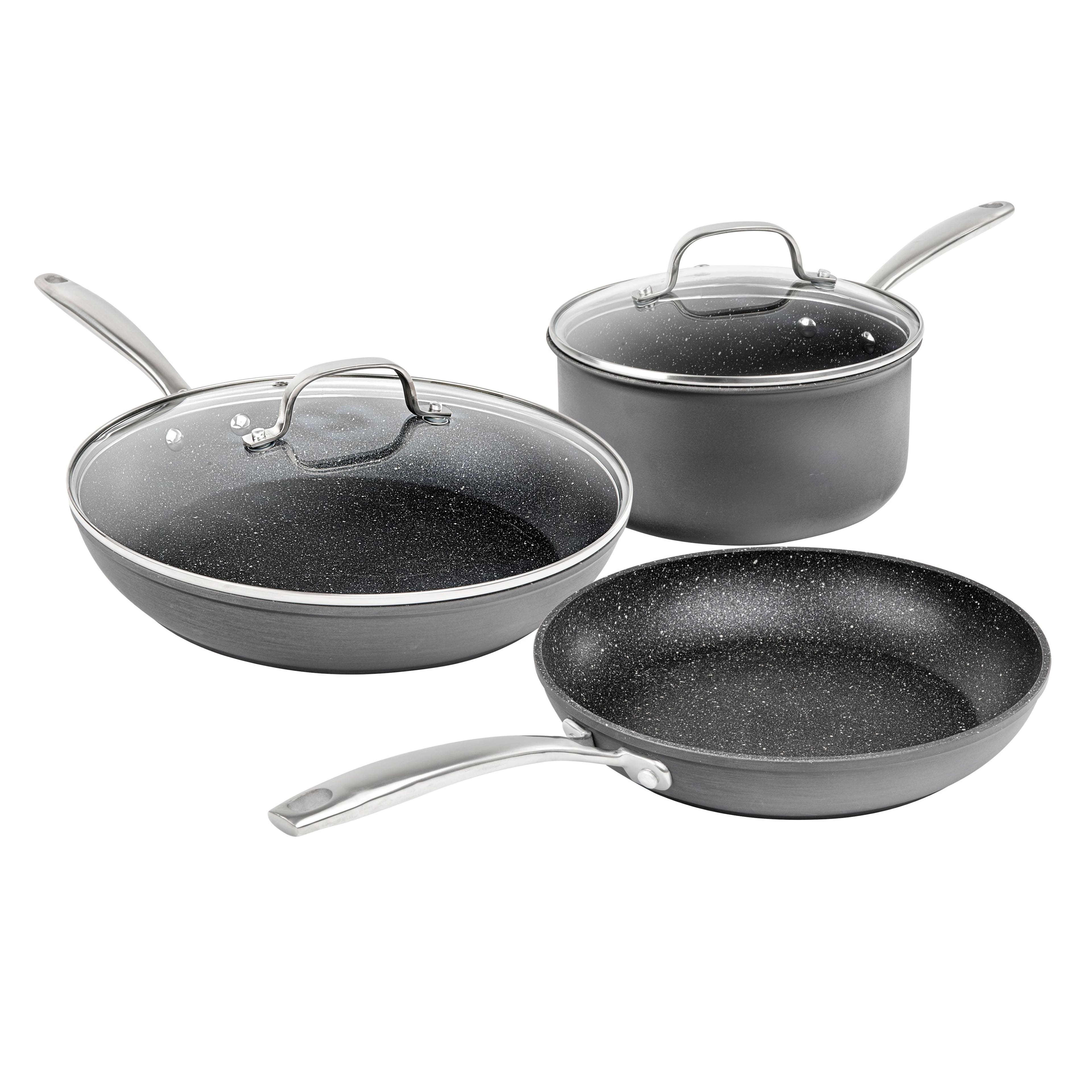 Granitestone - Pro Hard Anodized 5 Piece Nonstick Cookware Set - Black