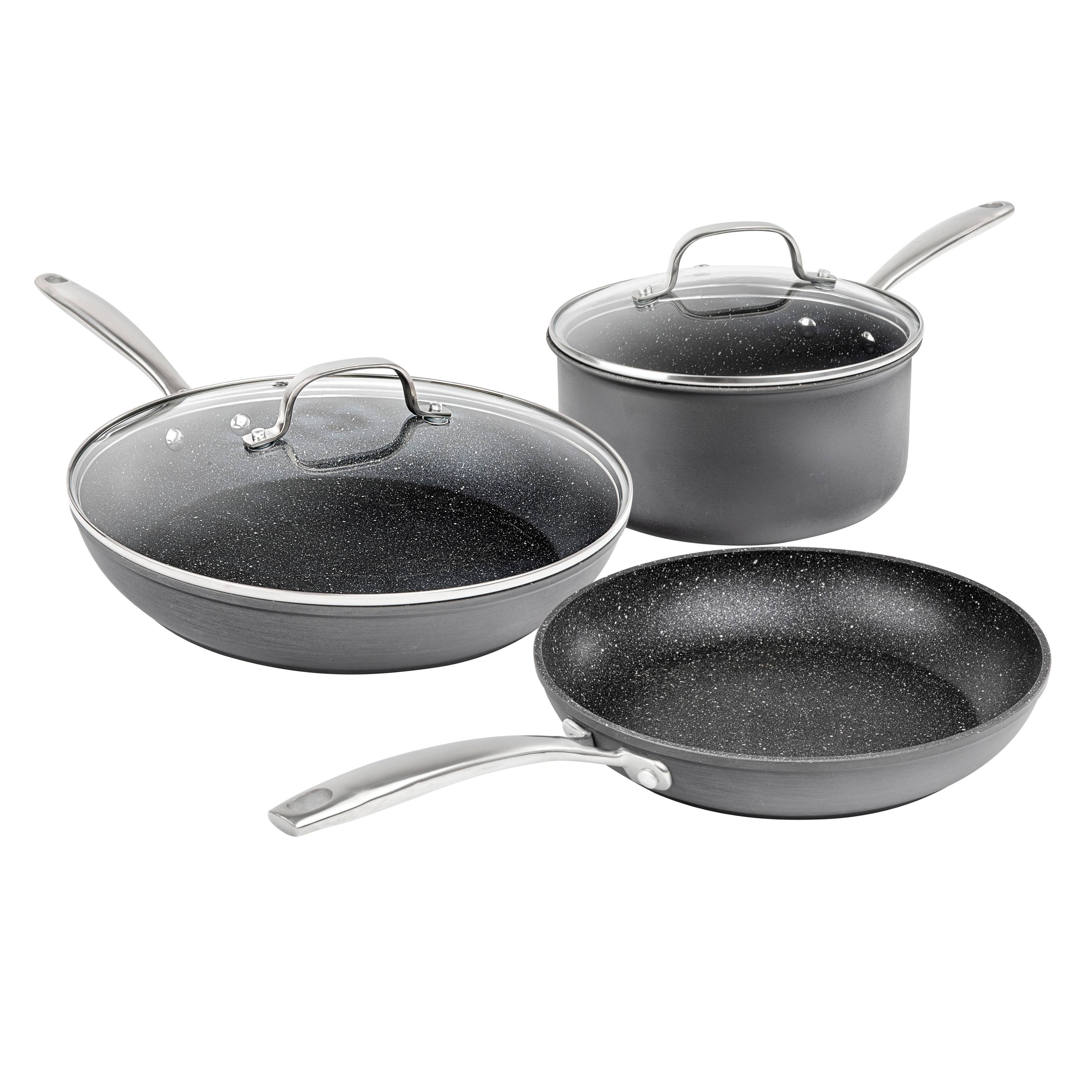 Granitestone - Pro Hard Anodized 5 Piece Nonstick Cookware Set - Black