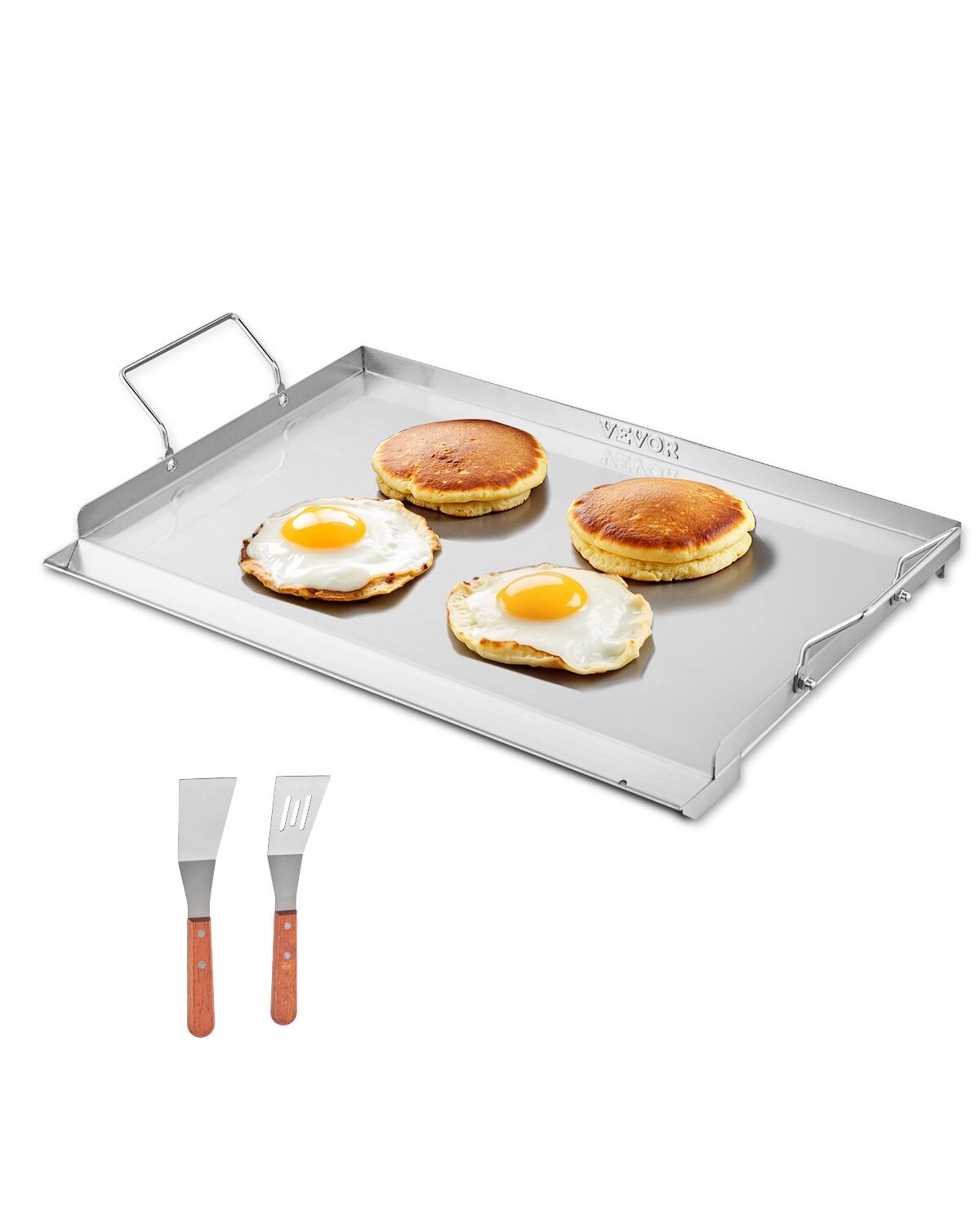 VEVOR - Stainless Steel Griddle, 23x16 inch Universal Flat Top Rectangular Plate, Gas Grill Griddle for BBQ Grill, Teppanyaki - Silver