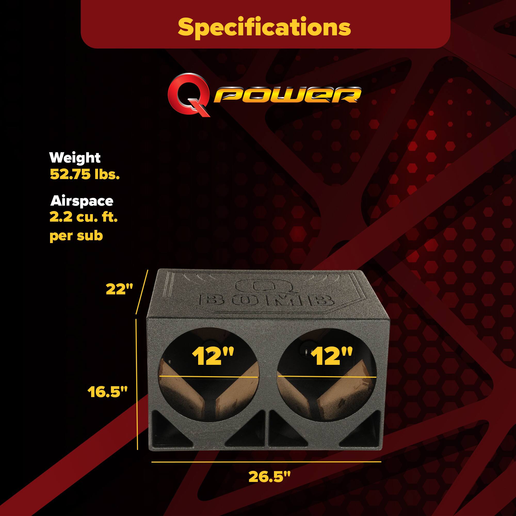 Q-Bomb Single 12″ Triangle-Ported Woofer Enclosure (SPL) - SSR Distributors Q-Bomb Single 12″ Triangle-Ported Woofer Enclosure (SPL) - SSR Distributors