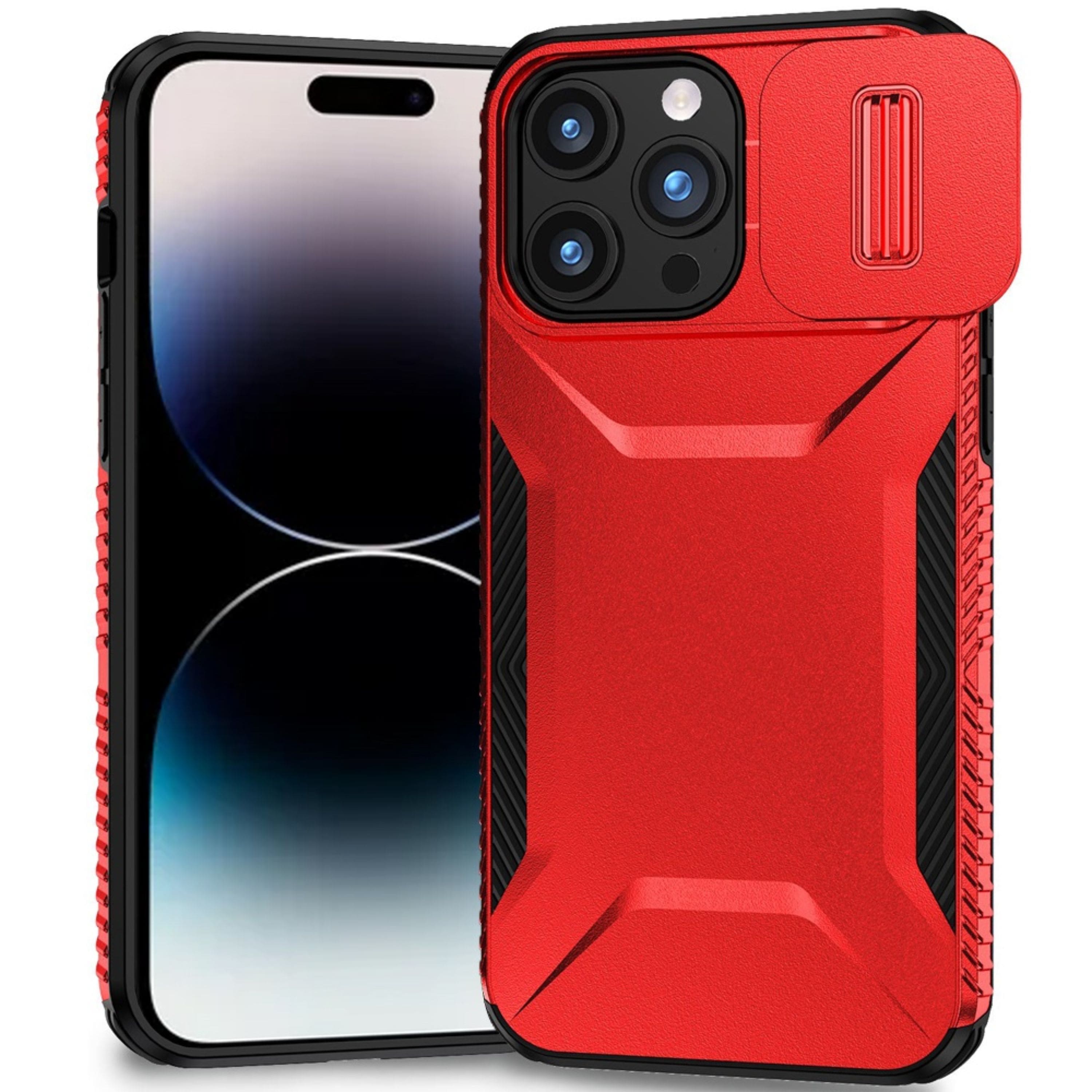 Kitcheniva - Rugged Side Grip Sliding Lens Case For iPhone 14 Pro Max - Red price history on PriceWatchPro