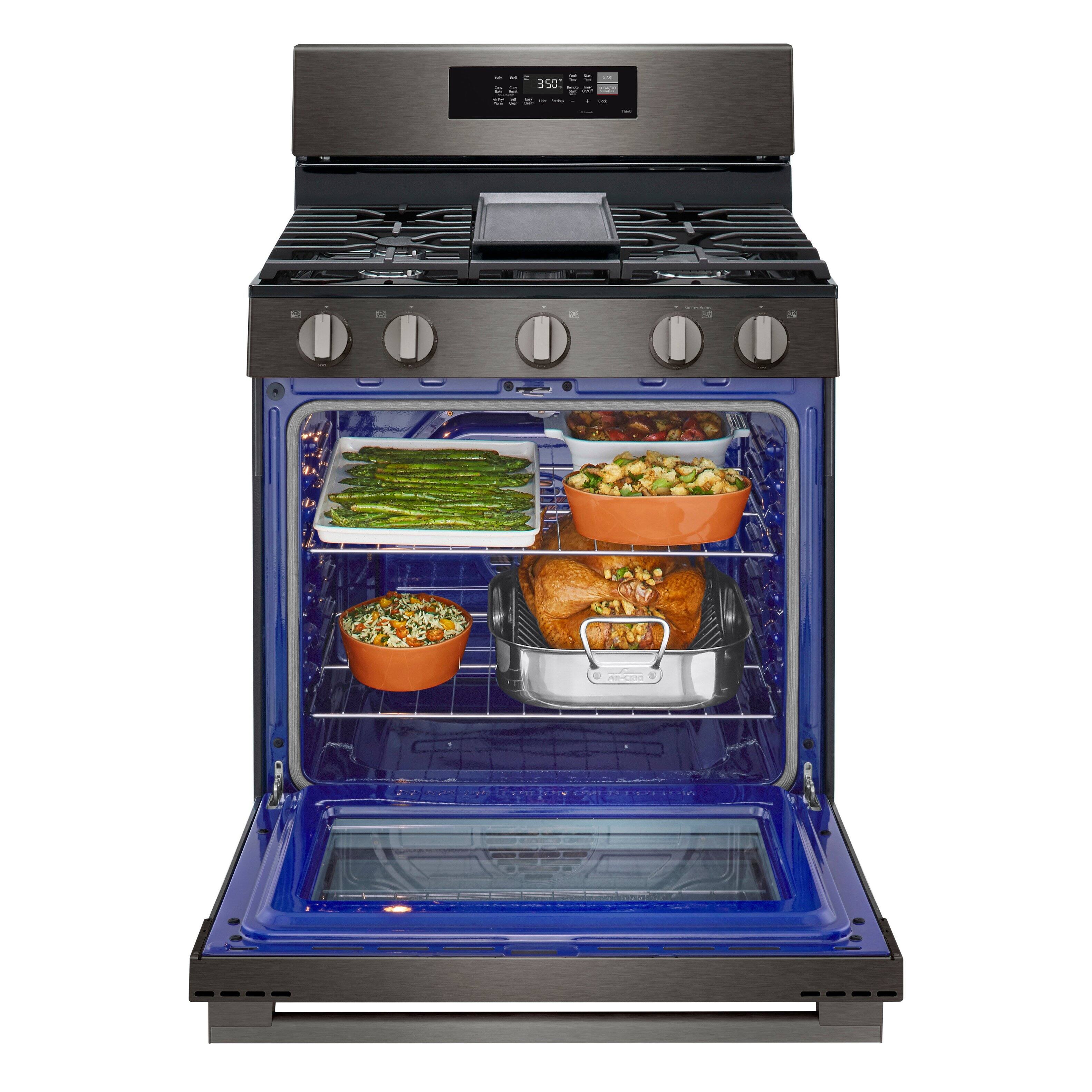 Alt View 7. LG - 6.3 Cu. Ft. Freestanding Gas True Convection Smart Range with EasyClean, Air Fry and Premium Handle - Black Stainless Steel.