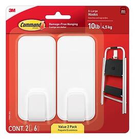 Command - Extra Large Utility Hook, 10 lbs., 2/Pack (17010-2ES) - White